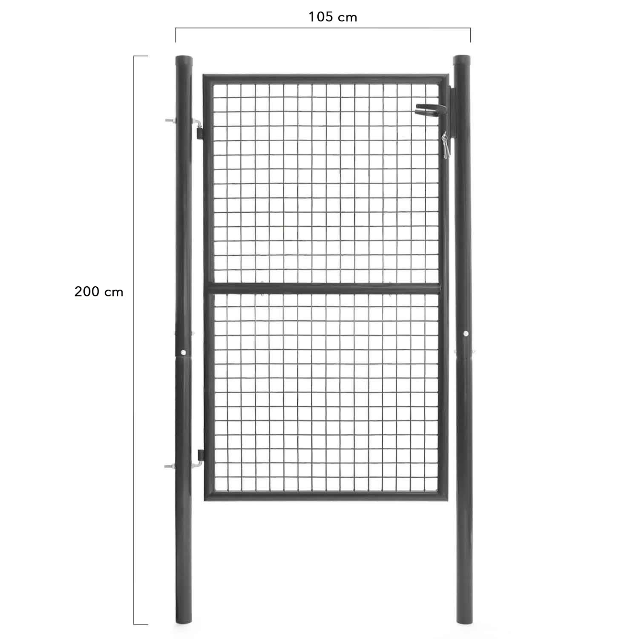 Voir la diapositive 4 : ID MARKET Portillon de jardin 105 x 150 cm en acier gris anthracite avec serrure et poignée