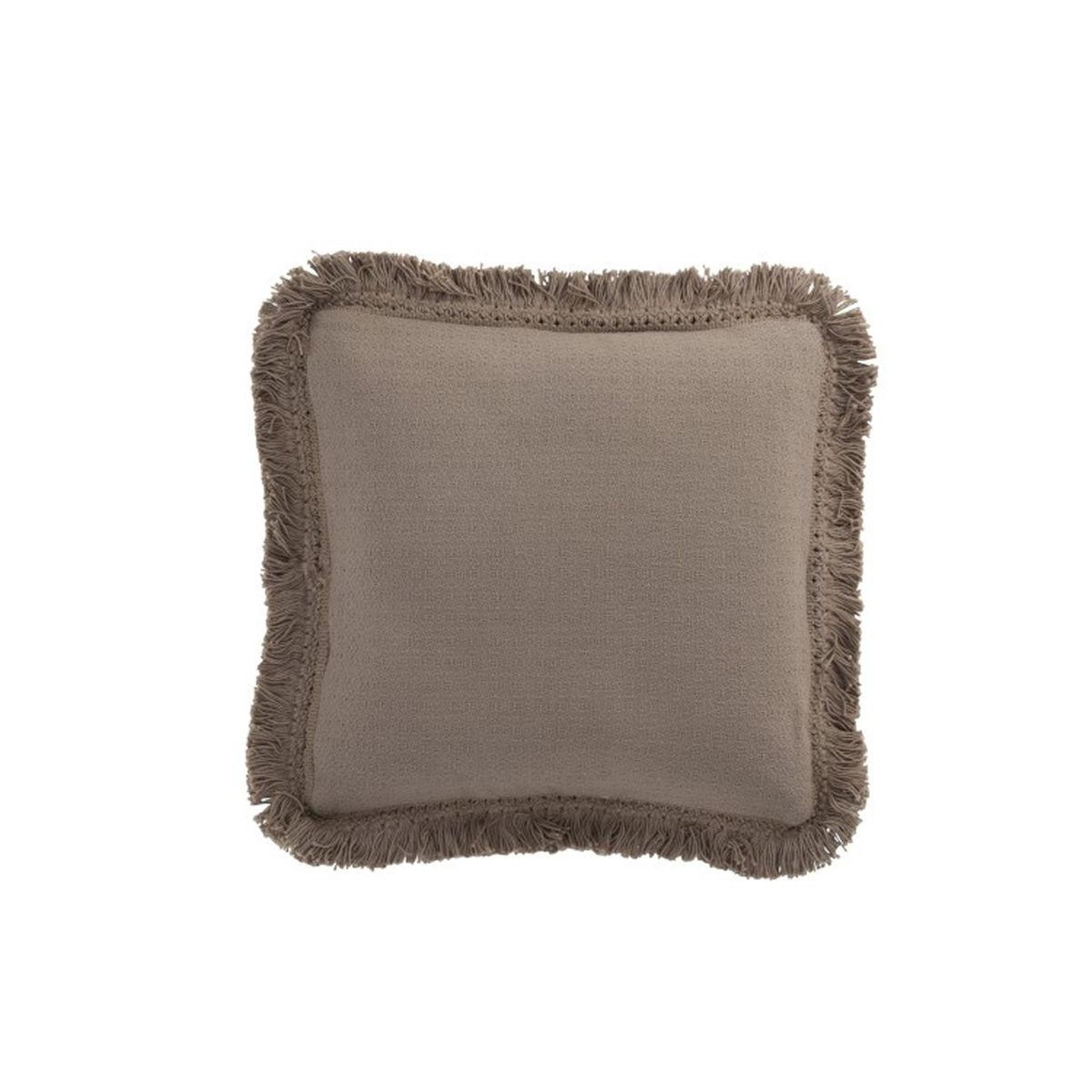 Voir la diapositive 2 : J-LINE Coussin déco  bord floches  45x45cm taupe