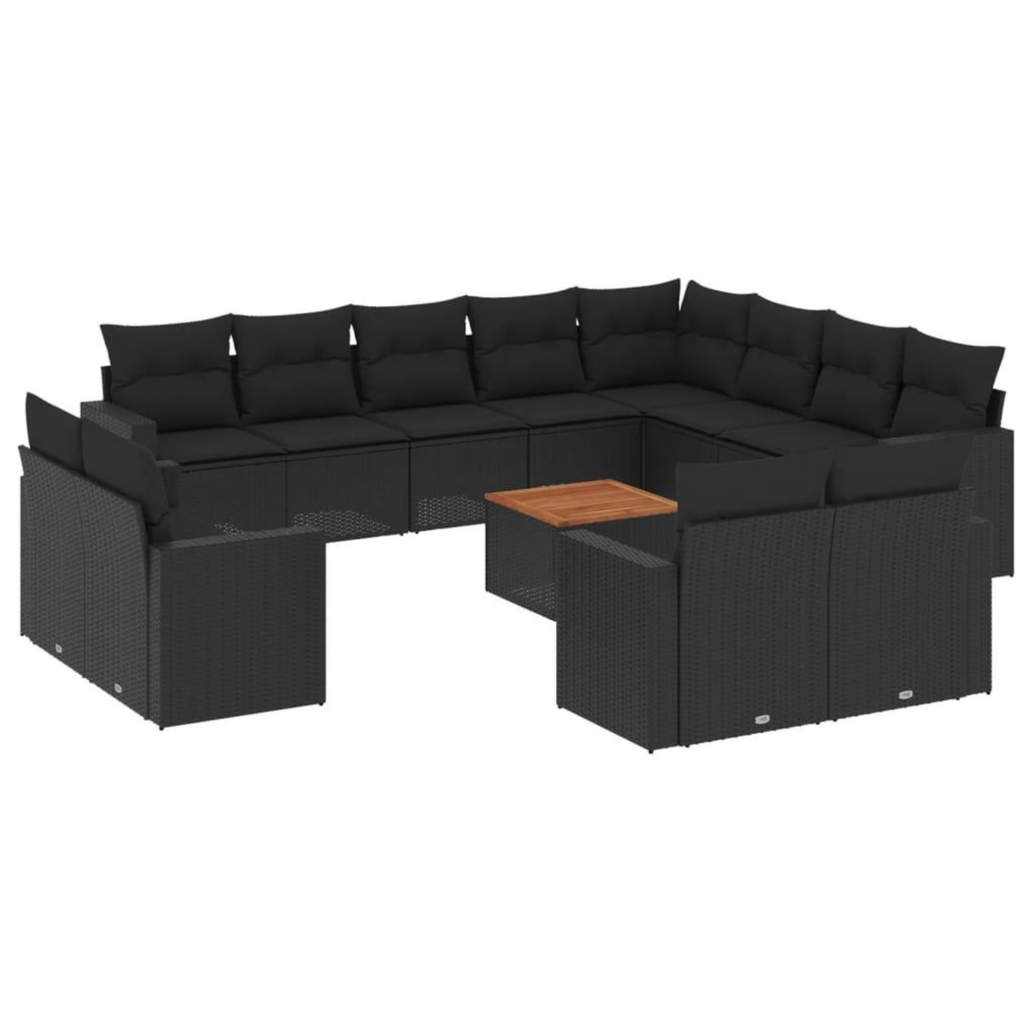 Voir la diapositive 2 : VIDAXL Salon de jardin avec coussins 13 pcs noir resine tressee