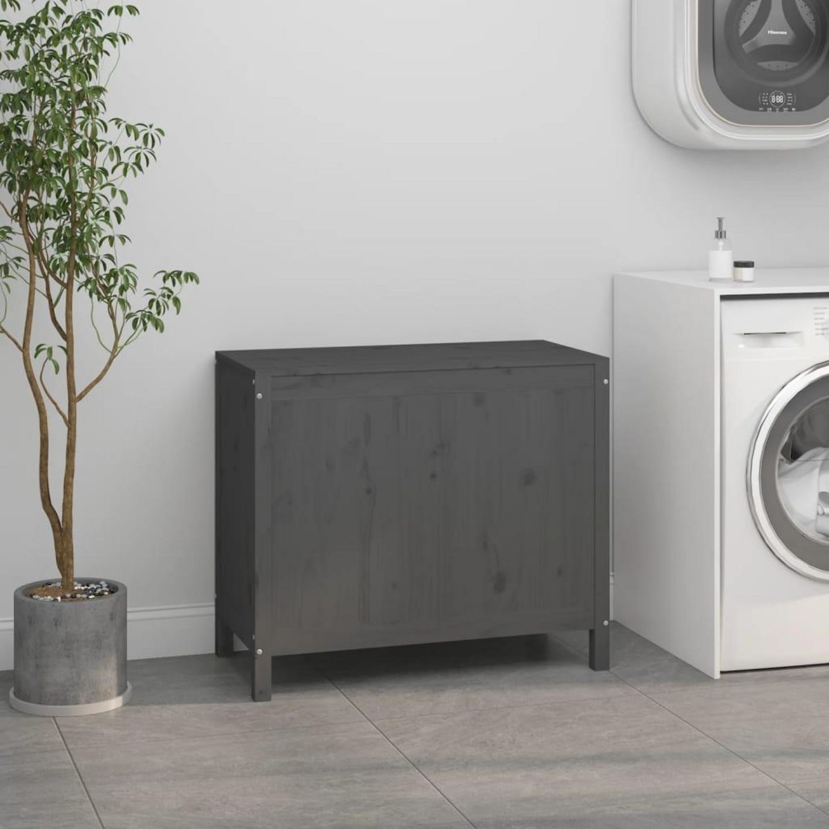 VIDAXL Boîte a linge Gris 88,5x44x76 cm Bois massif de pin