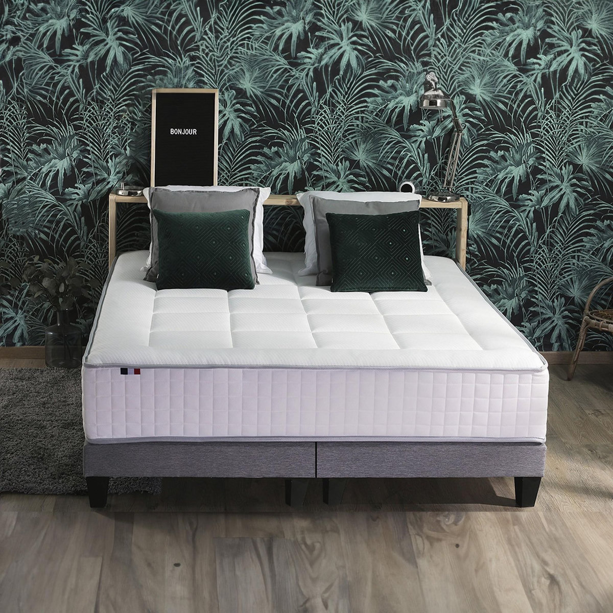 IDLITERIE Ensemble matelas BELLAGIO et sommier, 7 zones, mémoire de forme