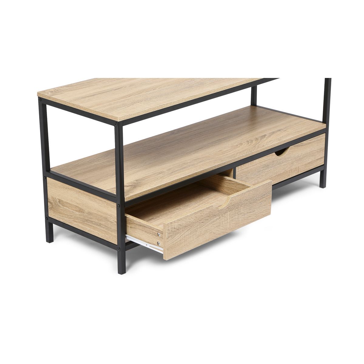 Meuble TV métal et bois 2 tiroirs HOUSTON