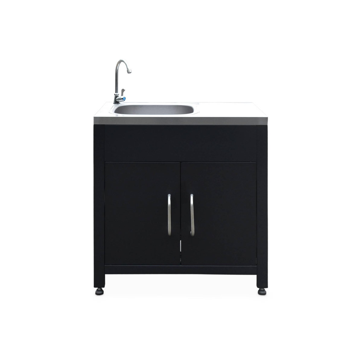 SWEEEK Cuisine extérieure avec 4 modules en acier. meuble avec évier. étagères. tiroirs. rangements