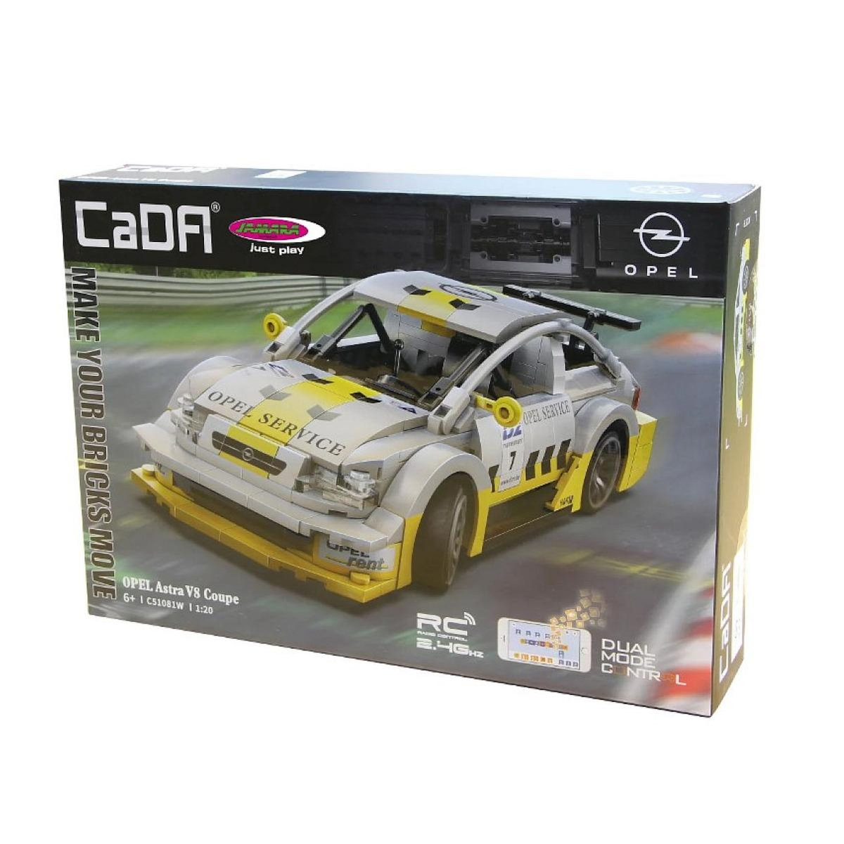 Jamara CaDA Opel Astra V8 Coupé 1:20 blanc 2,4GHz Bricks
