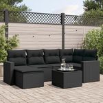 VIDAXL Salon de jardin 7 pcs avec coussins noir resine tressee