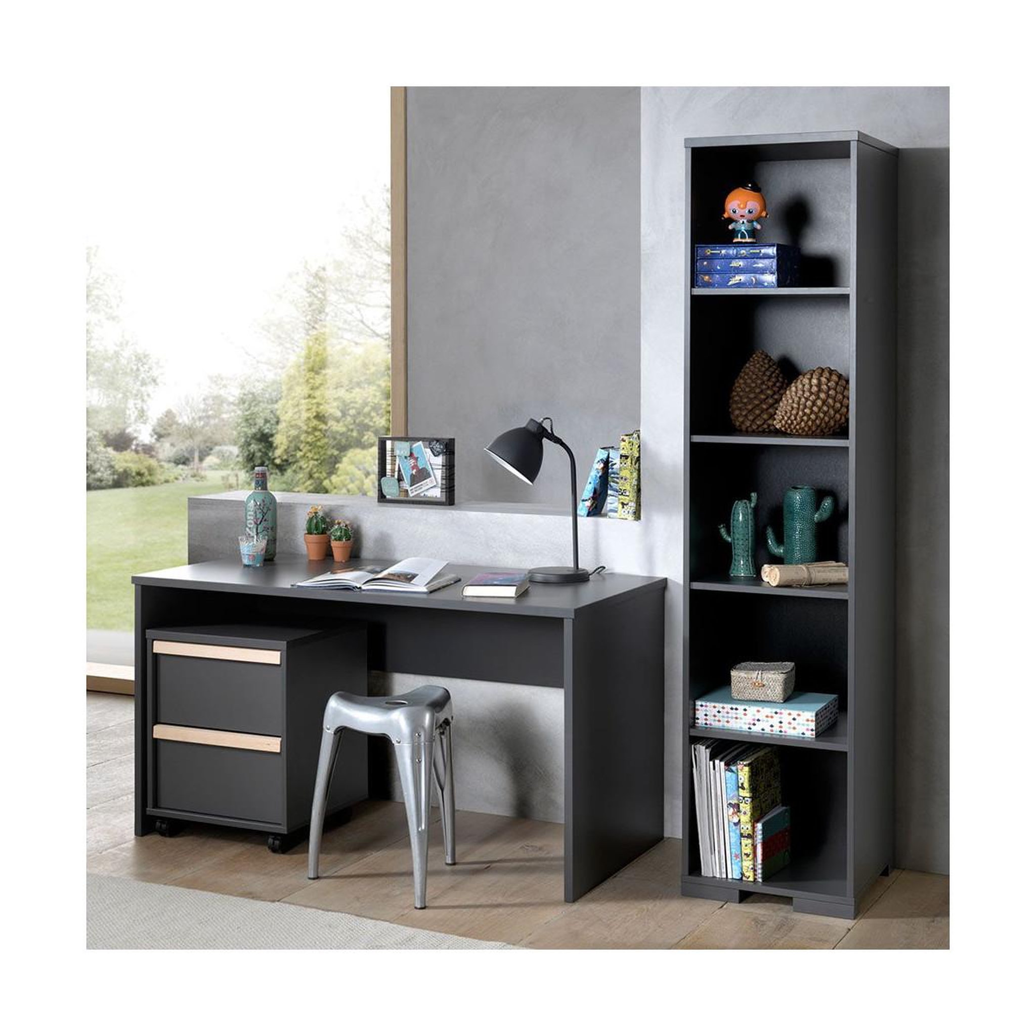 Voir la diapositive 2 : Paris Prix Caisson de Bureau 2 Tiroirs  London  60cm Gris Anthracite