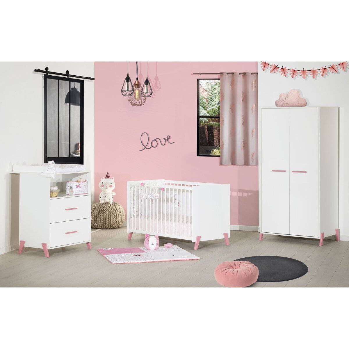 BABY PRICE Chambre bébé complète JOY, coloris rose