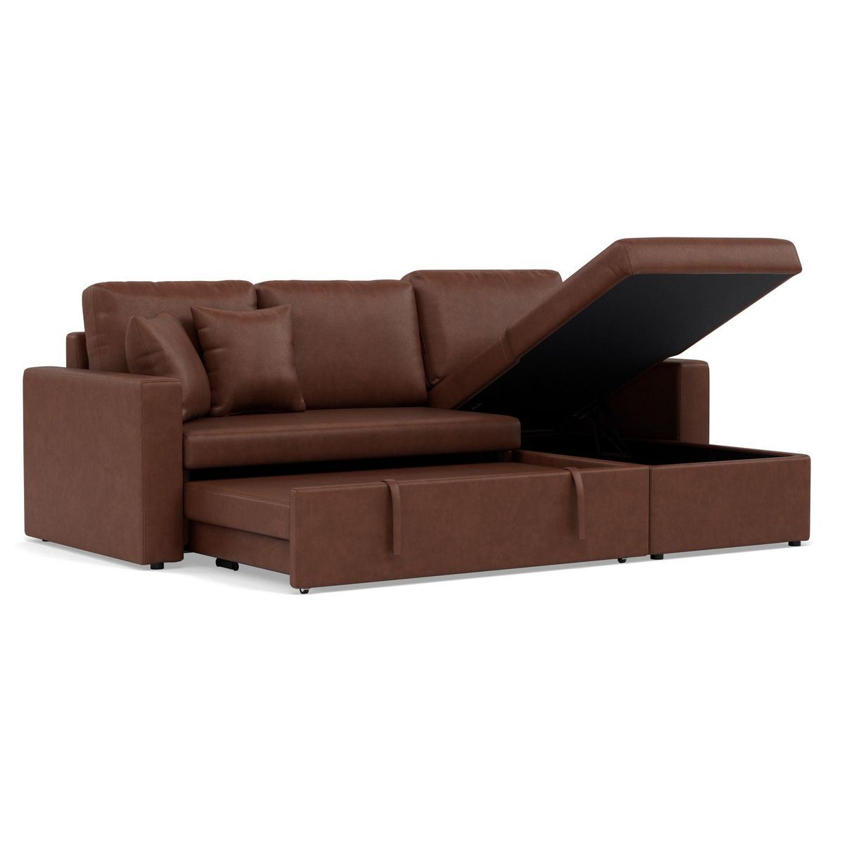 BEST MOBILIER Cyrus - canapé d'angle réversible 4 places - convertible avec coffre - en simili