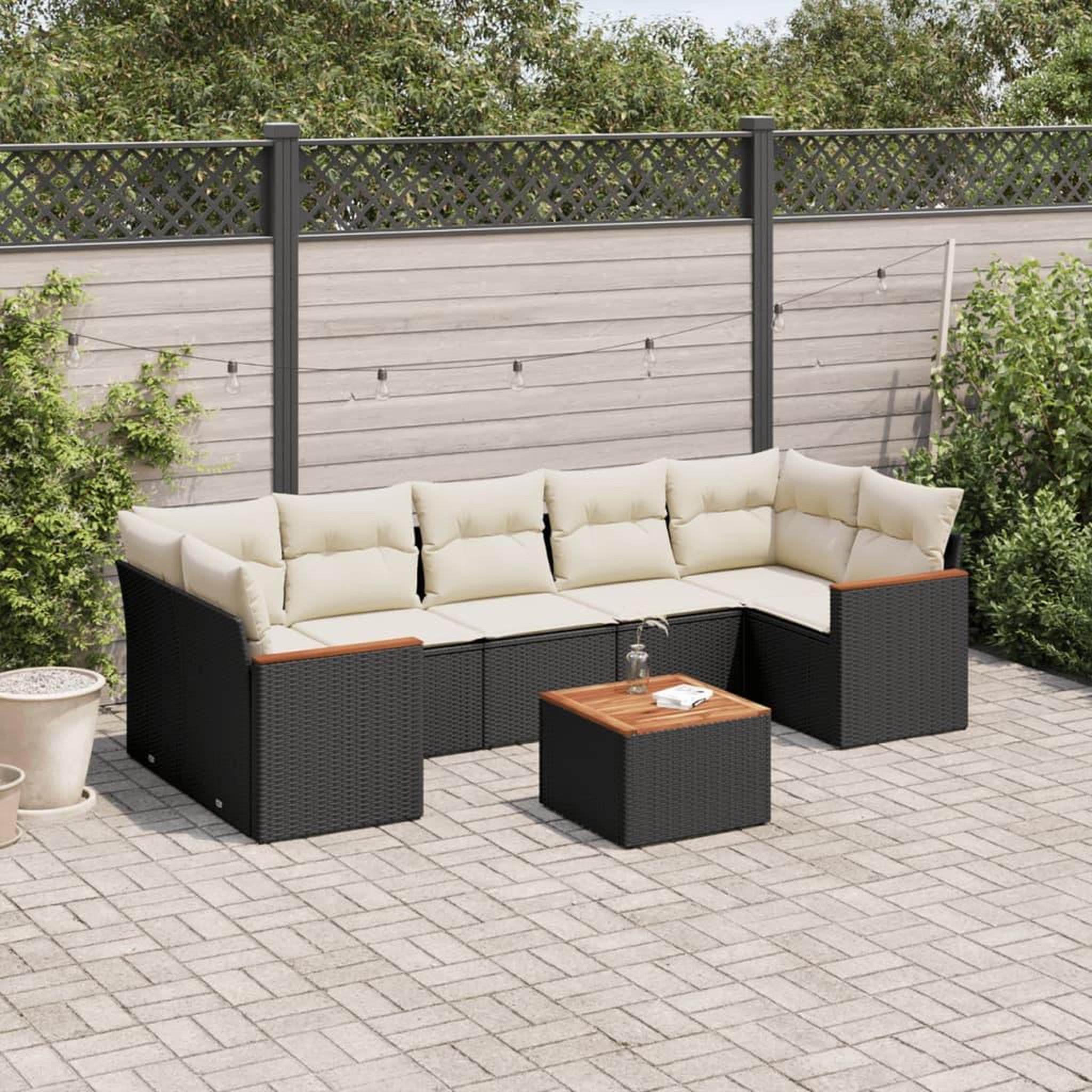 VIDAXL Salon de jardin 8 pcs avec coussins noir resine tressee