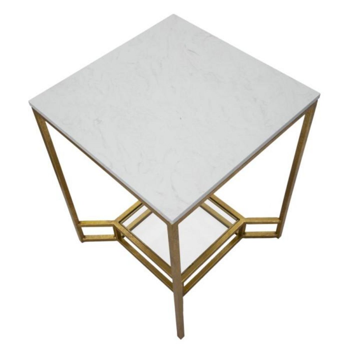 Paris Prix Table d'Appoint Design  Eva  60cm Blanc & Or
