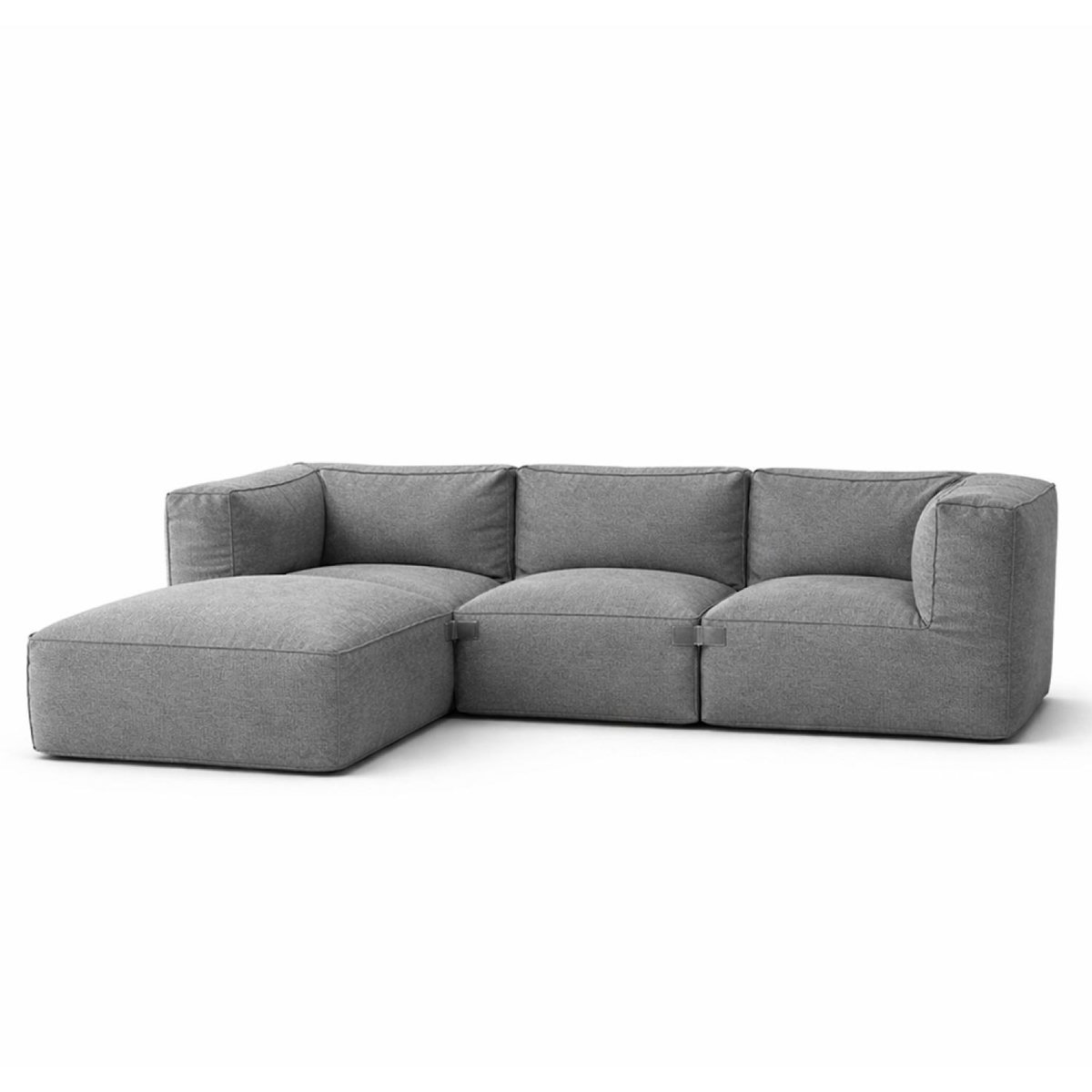 CONCEPT USINE Salon de jardin modulable 4 places gris en tissu déperlant PRAIANO