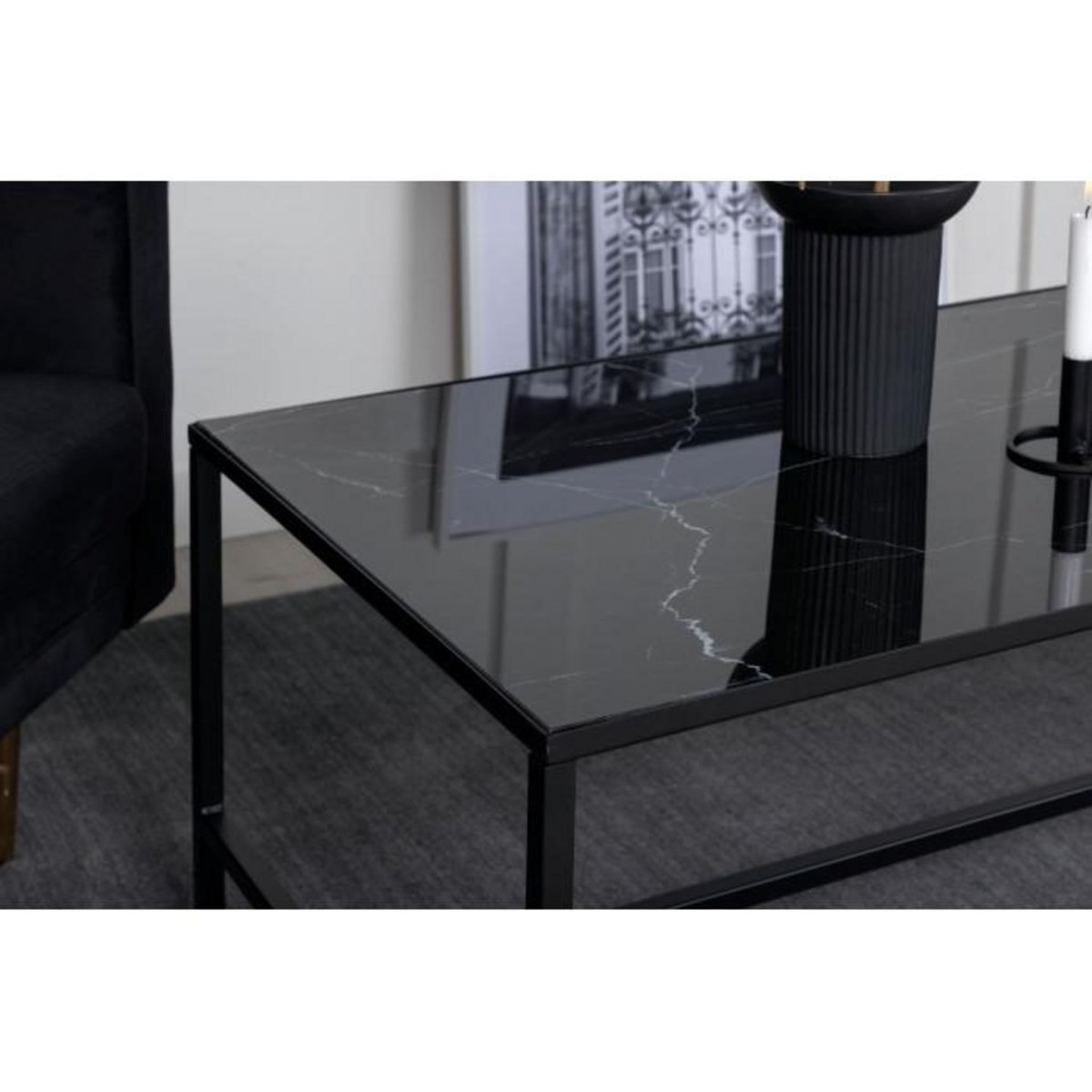 Paris Prix Table Basse Design en Verre  Dipp  130cm Noir