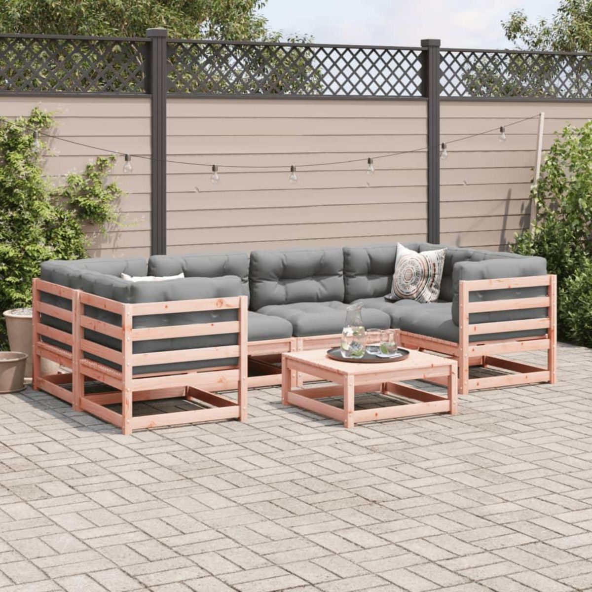 VIDAXL Salon de jardin 7 pcs bois massif sapin de douglas