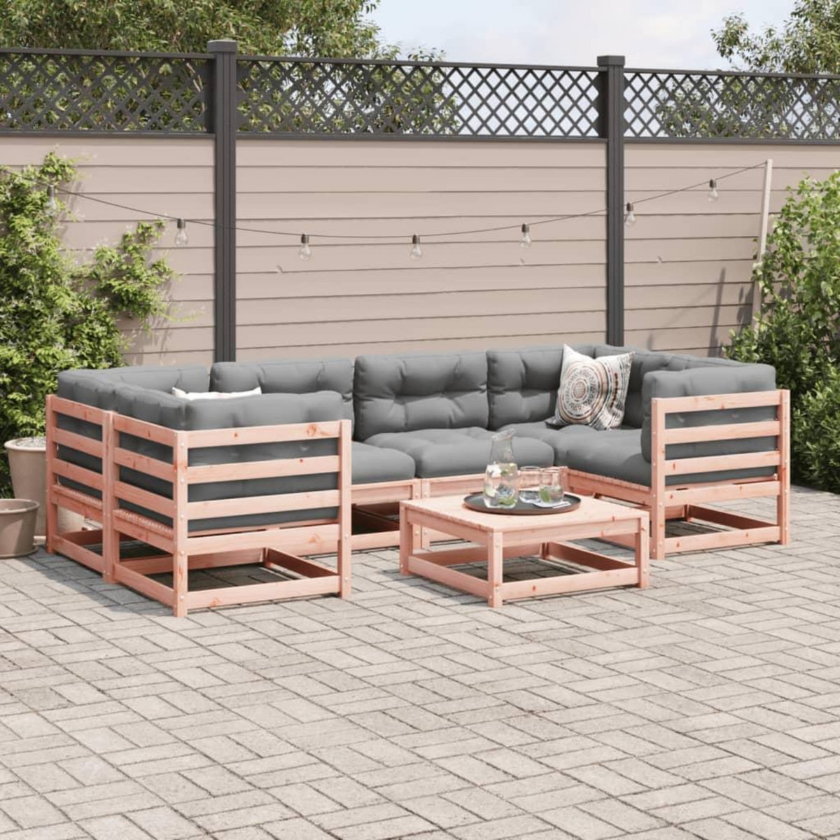 VIDAXL Salon de jardin 7 pcs bois massif sapin de douglas