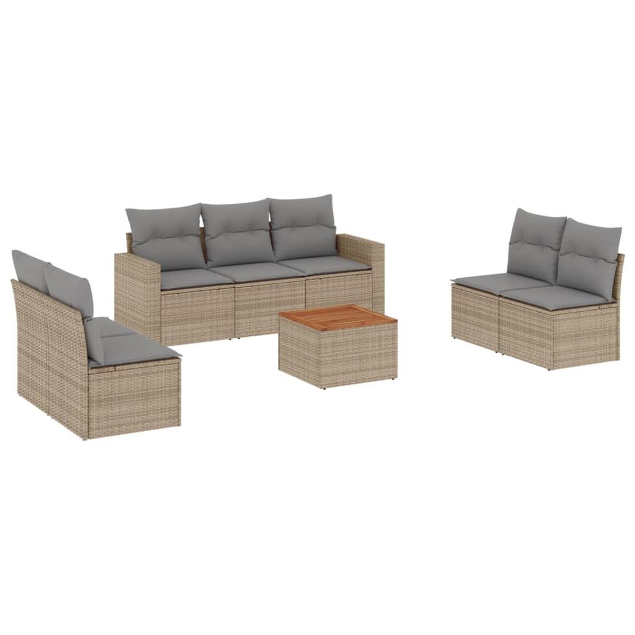 Voir la diapositive 2 : VIDAXL Salon de jardin avec coussins 8 pcs beige resine tressee