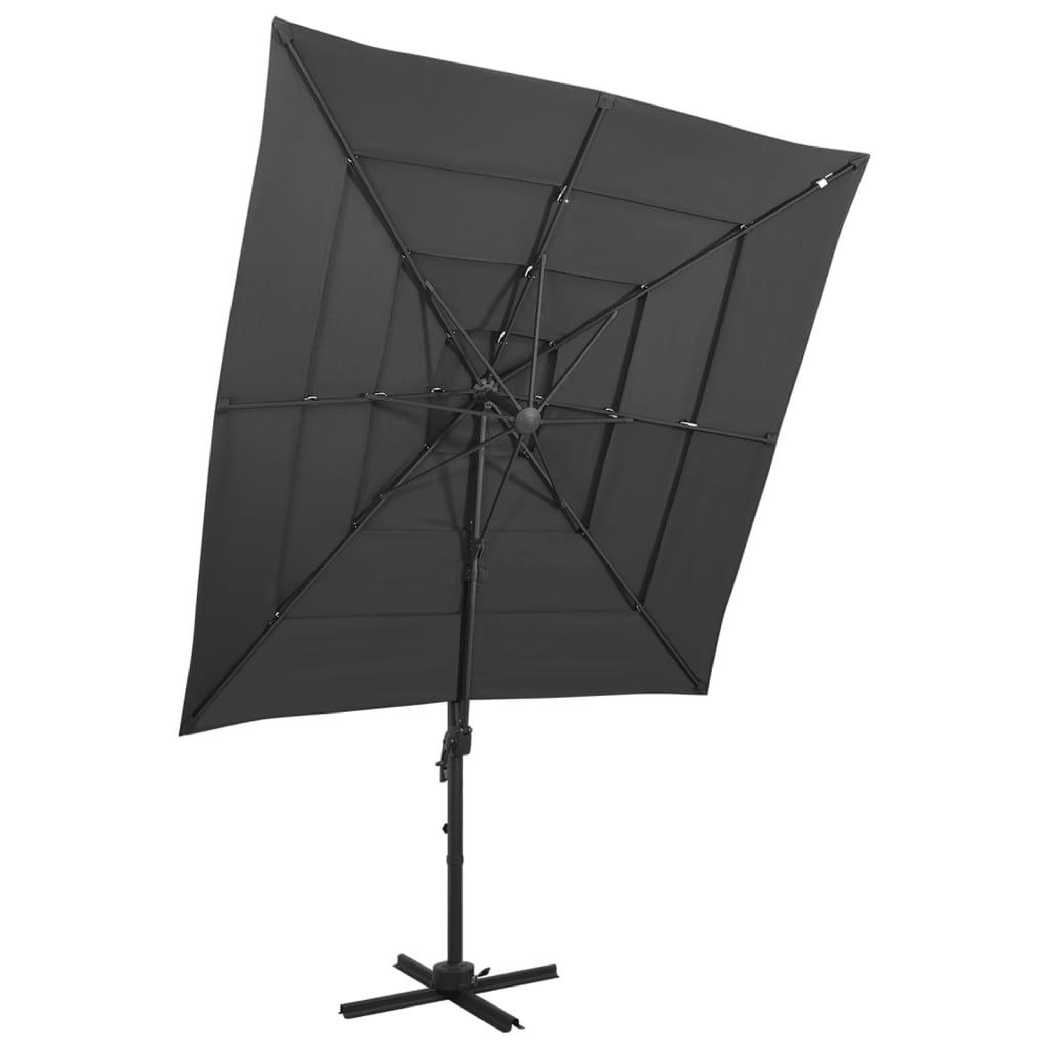 Voir la diapositive 1 : VIDAXL Parasol de jardin a 4 niveaux avec mat en aluminium anthracite