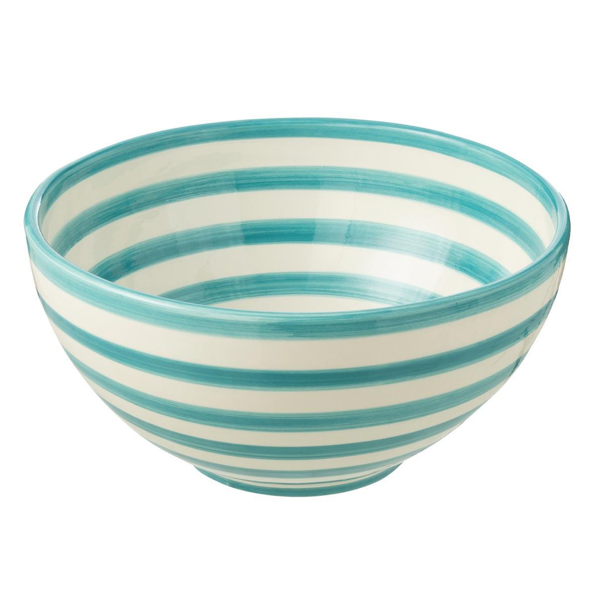 J-LINE Saladier en céramique  granada rayure  28cm bleu aqua