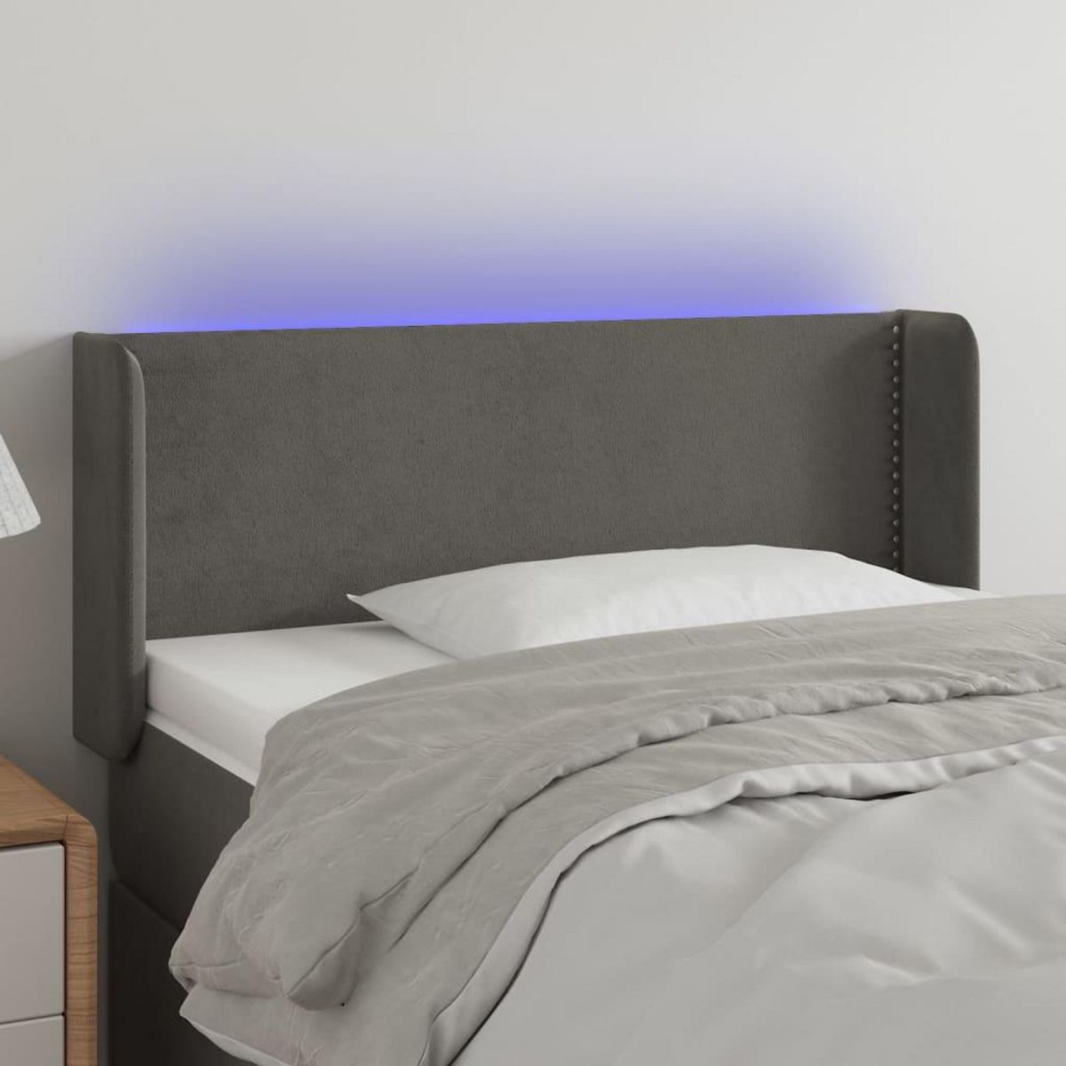 VIDAXL Tete de lit a LED Gris fonce 83x16x78/88 cm Velours