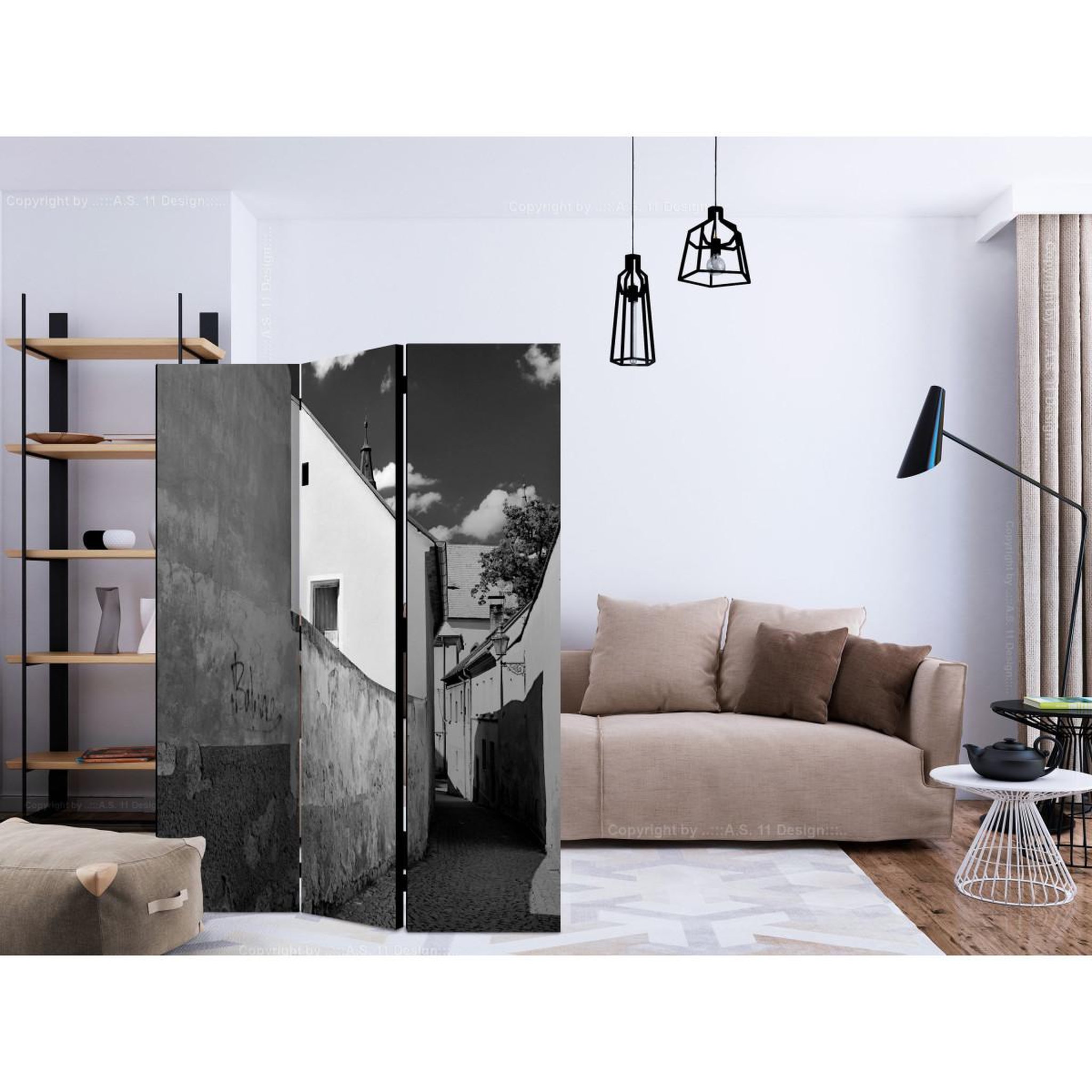 Voir la diapositive 2 : Paris Prix Paravent 3 Volets  Narrow Street  135x172cm