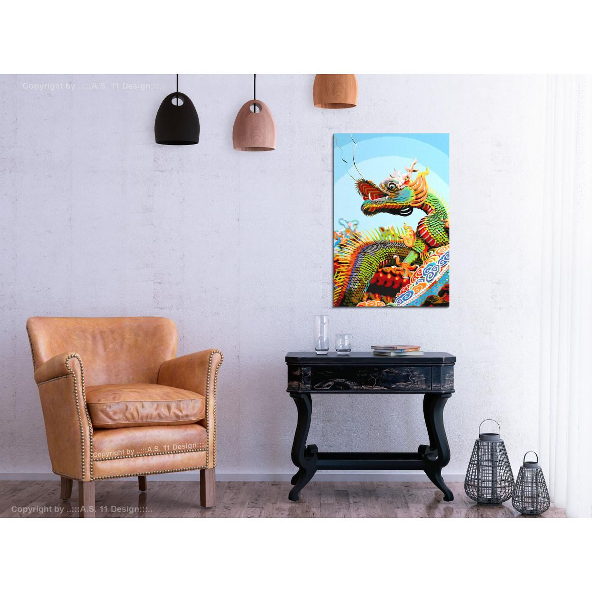 Voir la diapositive 2 : Paris Prix Tableau à Peindre Soi-Même  Colourful Dragon  40x60cm
