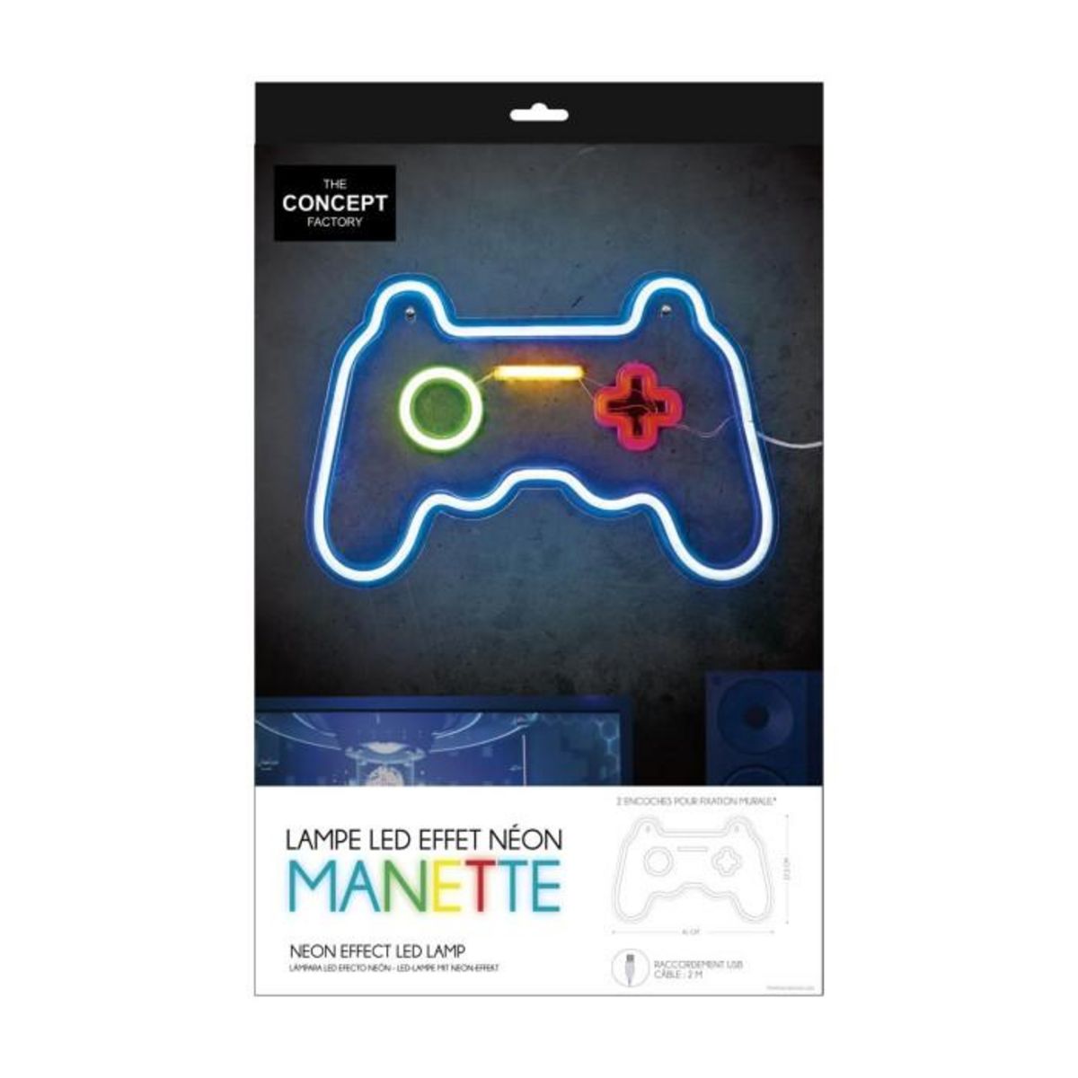 Paris Prix Lampe Led Effet Néon  Manette  41cm Multicolore
