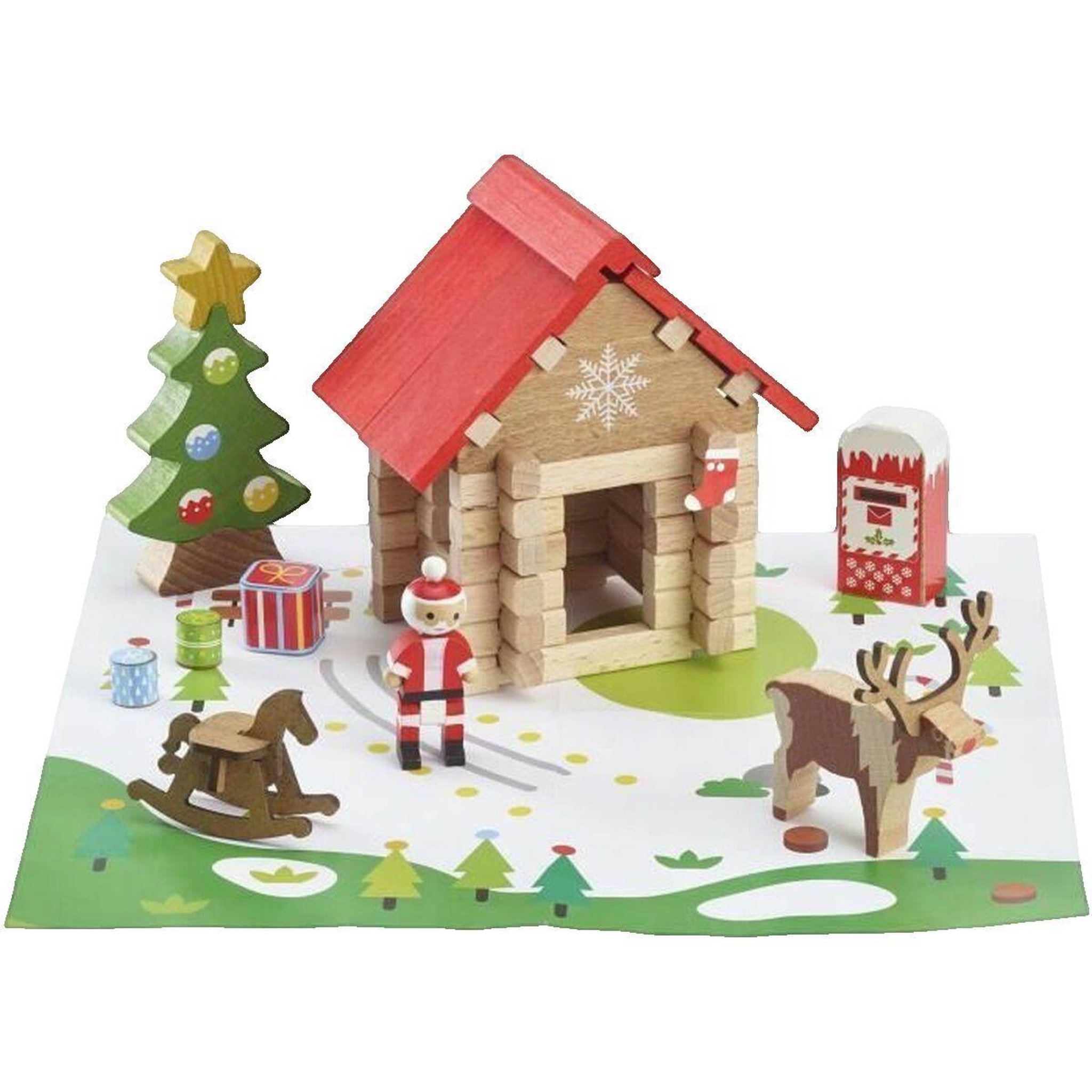 JeuJura Jeu de construction Jeujura Cabane en bois du Père Noël