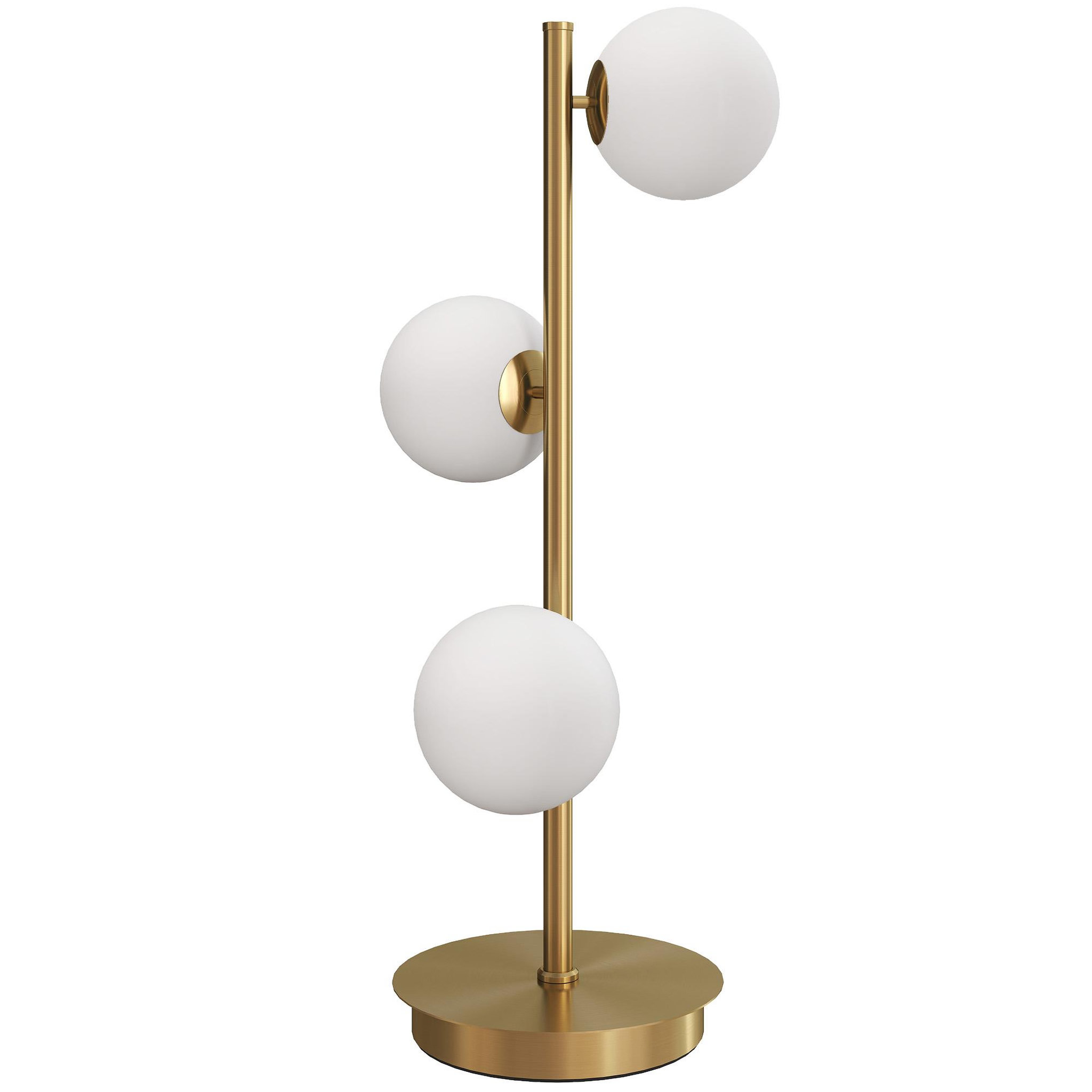 HOMCOM Lampadaire style néo-rétro métal effet laiton 3 abat-jours globe verre dépoli blanc