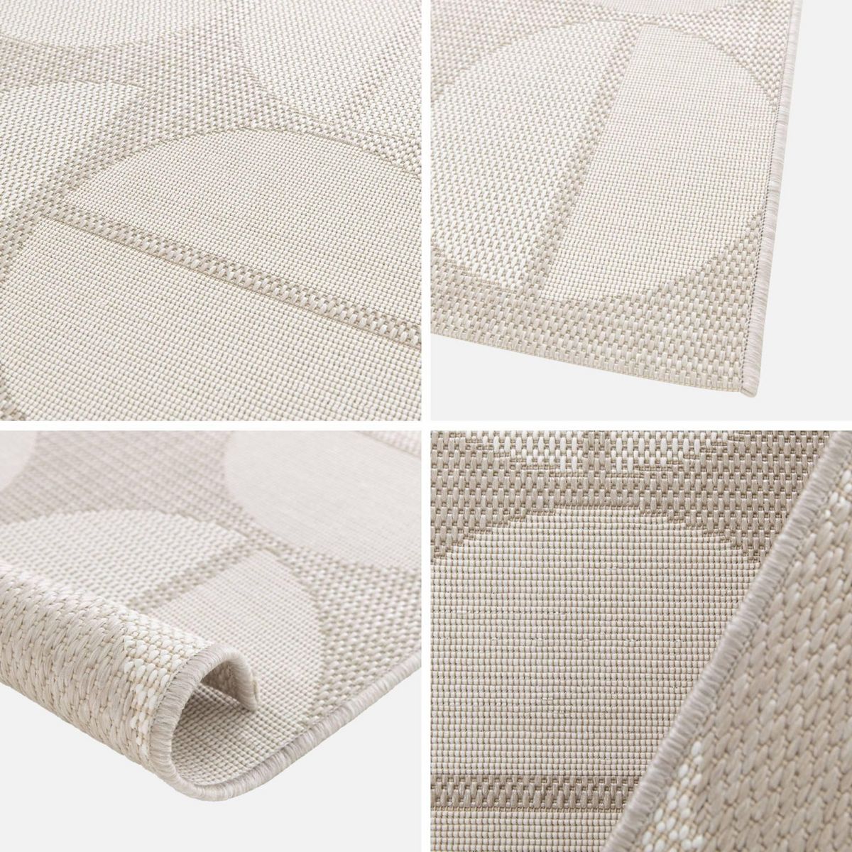 SWEEEK Tapis intérieur/extérieur contemporain motifs géométriques crème et beige polyester recyclé Megan