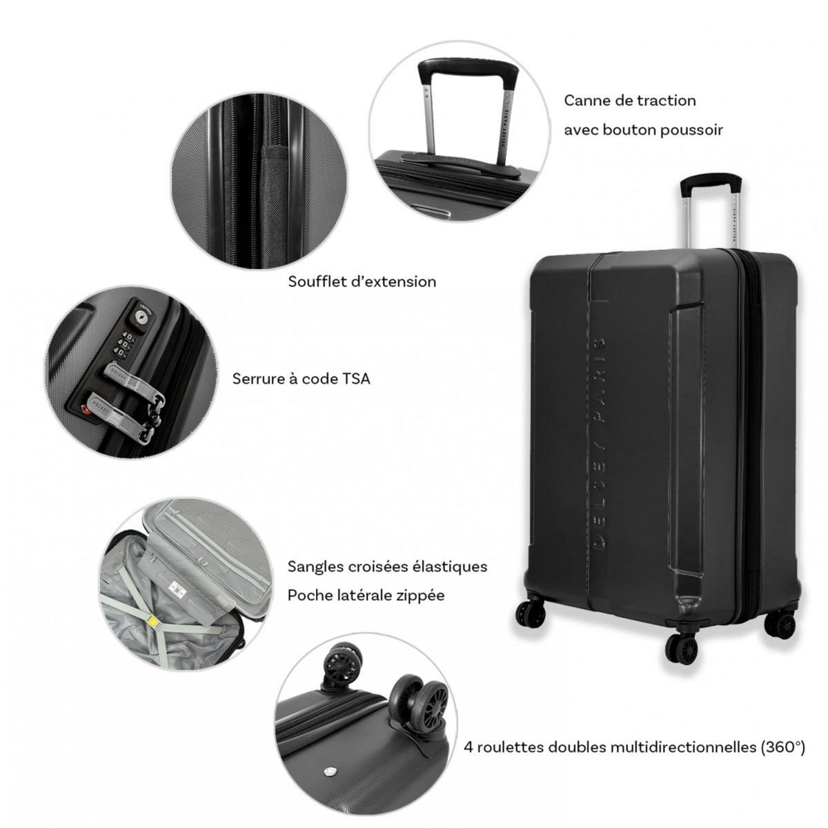 Delsey Grande valise rigide Départ TSA 75cm