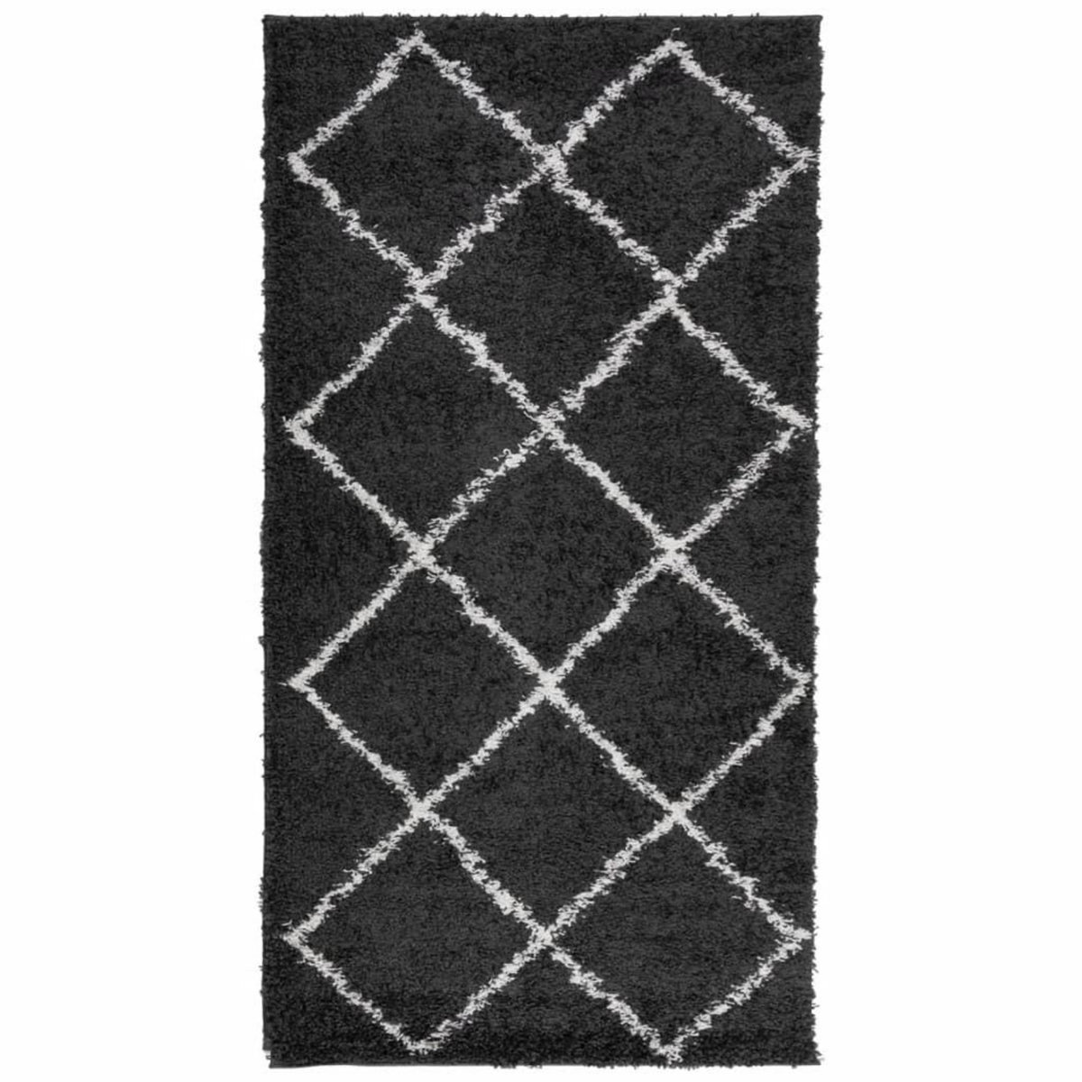 VIDAXL Tapis shaggy a poils longs moderne noir et creme 80x150 cm