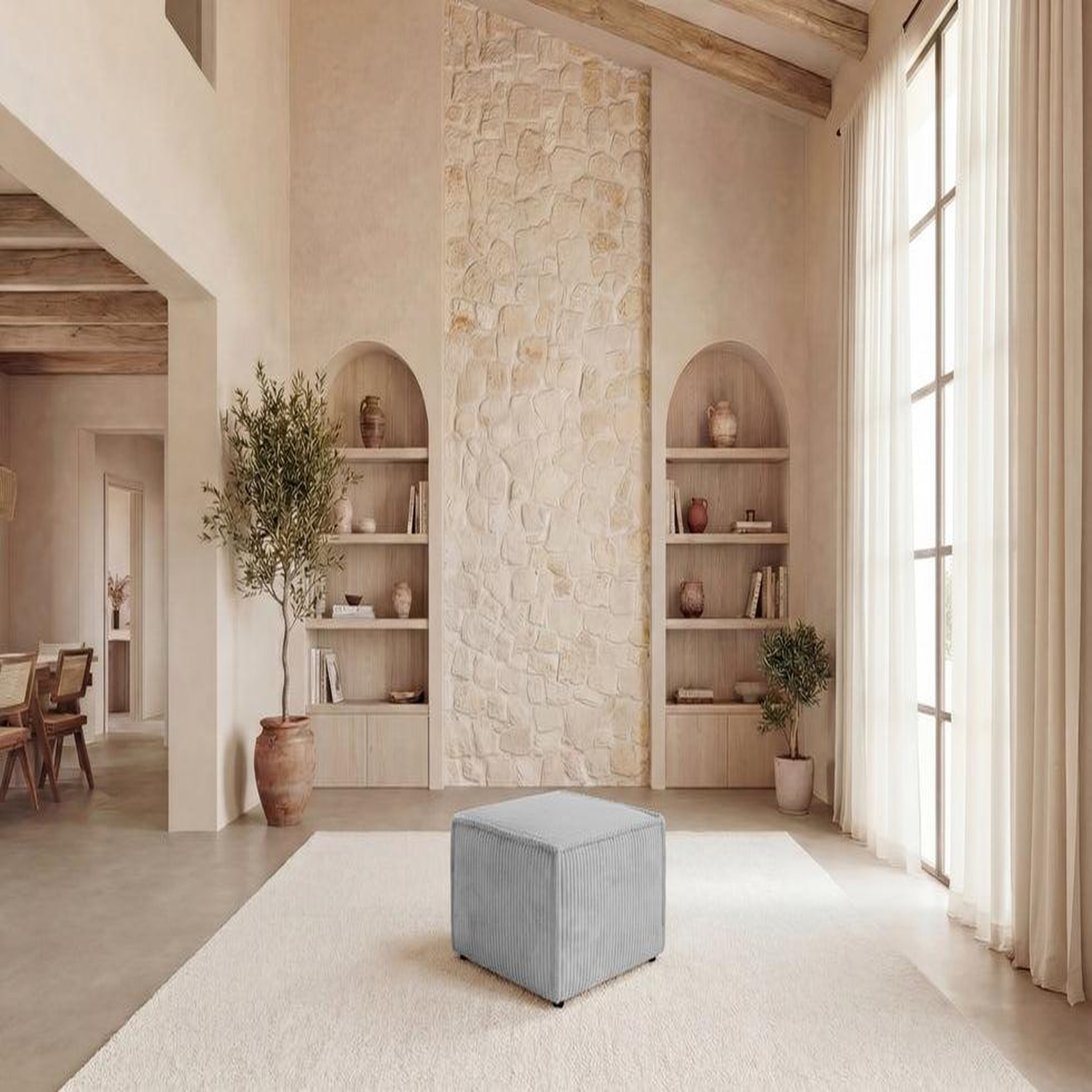 Voir la diapositive 2 : CASANOVA PARIS Laria - pouf gros velours côtelé