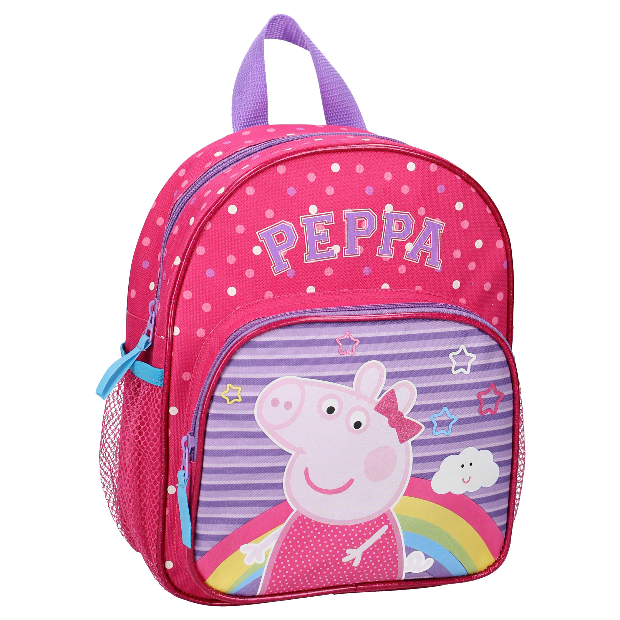 Voir la diapositive 2 : Sac maternelle rose avec prochette avant Peppa Pig