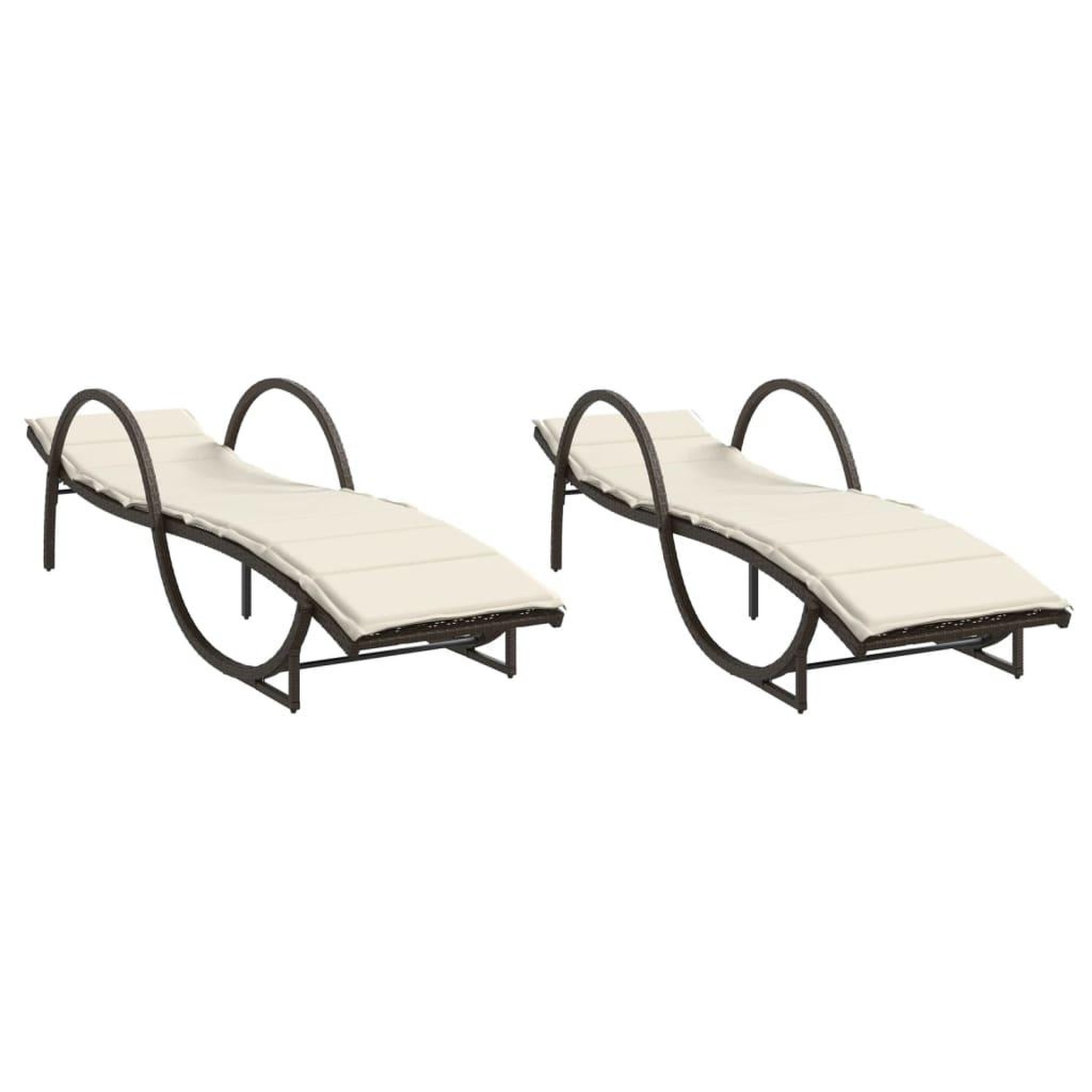 Voir la diapositive 2 : VIDAXL Chaises longues lot de 2 avec coussins marron resine tressee