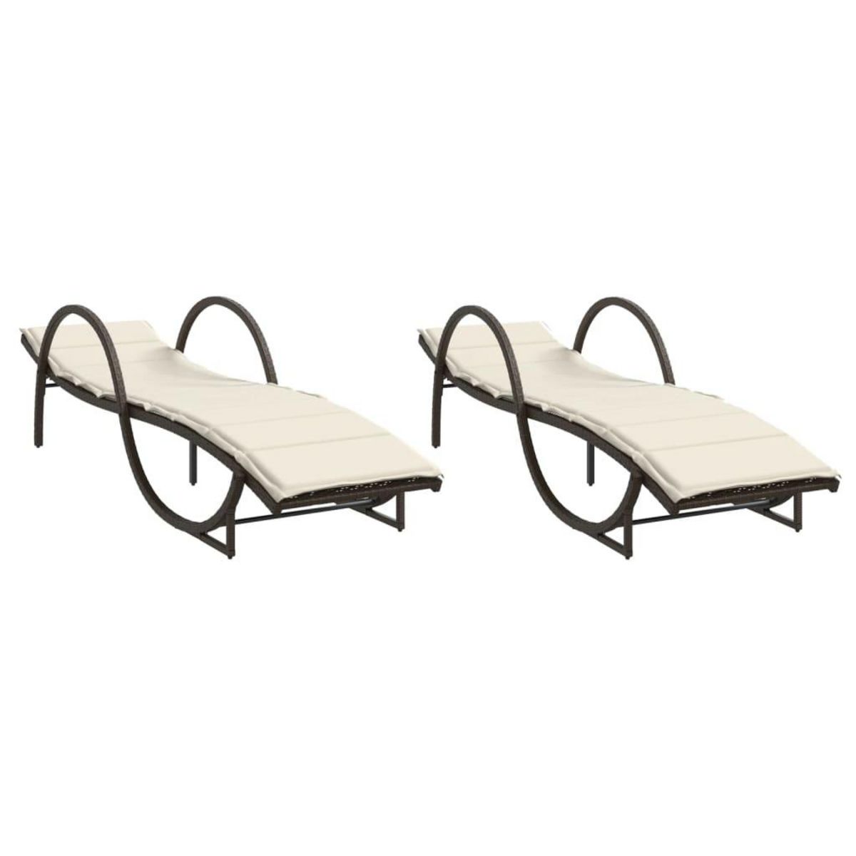 VIDAXL Chaises longues lot de 2 avec coussins marron resine tressee