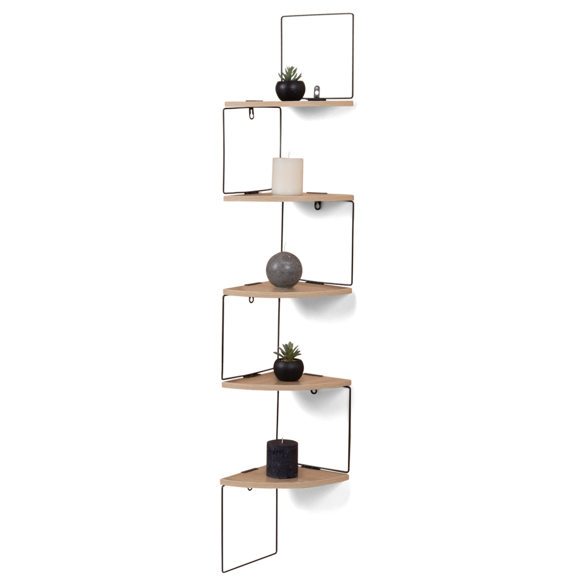 ID MARKET Etagère murale d'angle isa 5 niveaux bois et métal design industriel