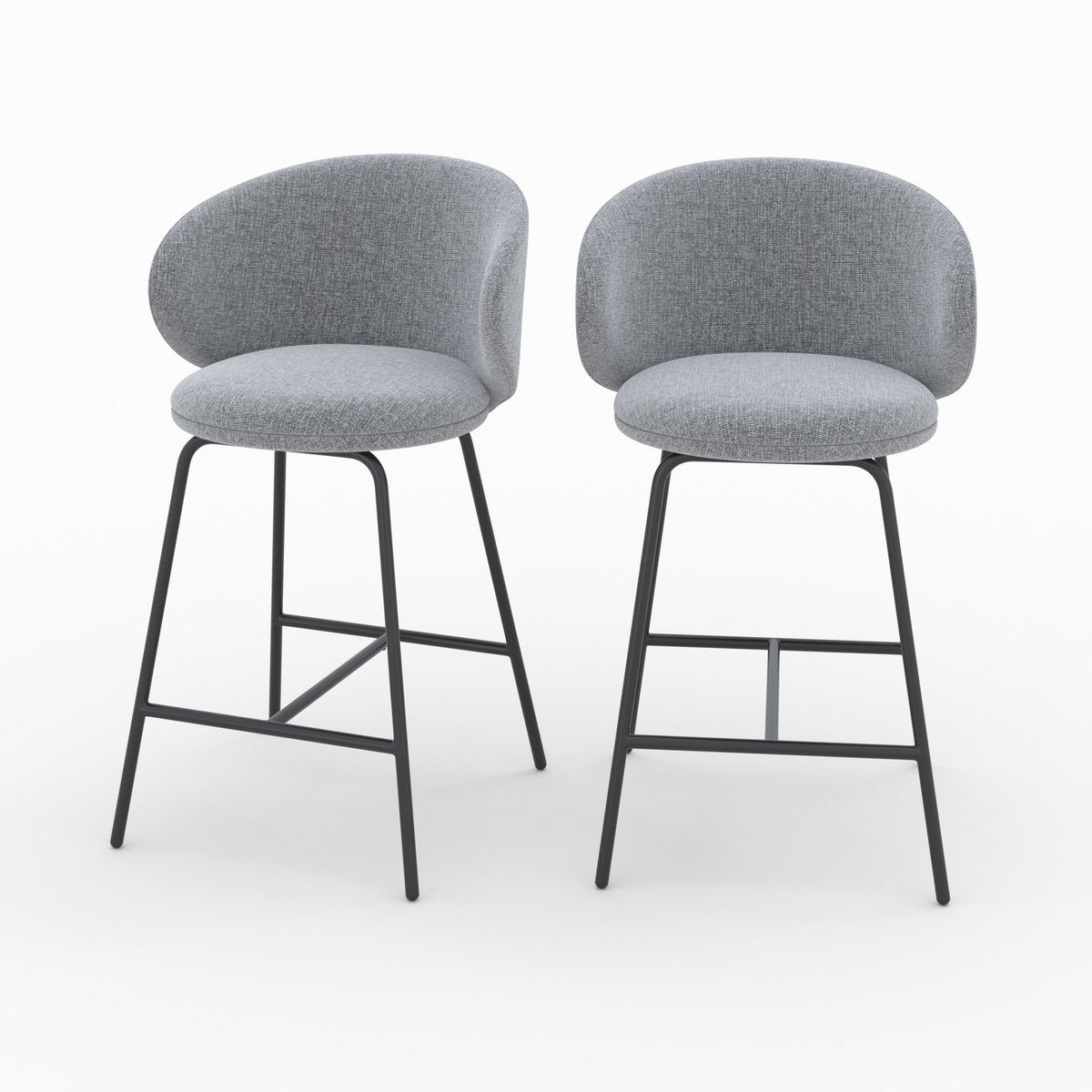 Rendez vous déco Lot de 2 chaises pour îlot central en tissu gris clair 68 cm - Cécilia