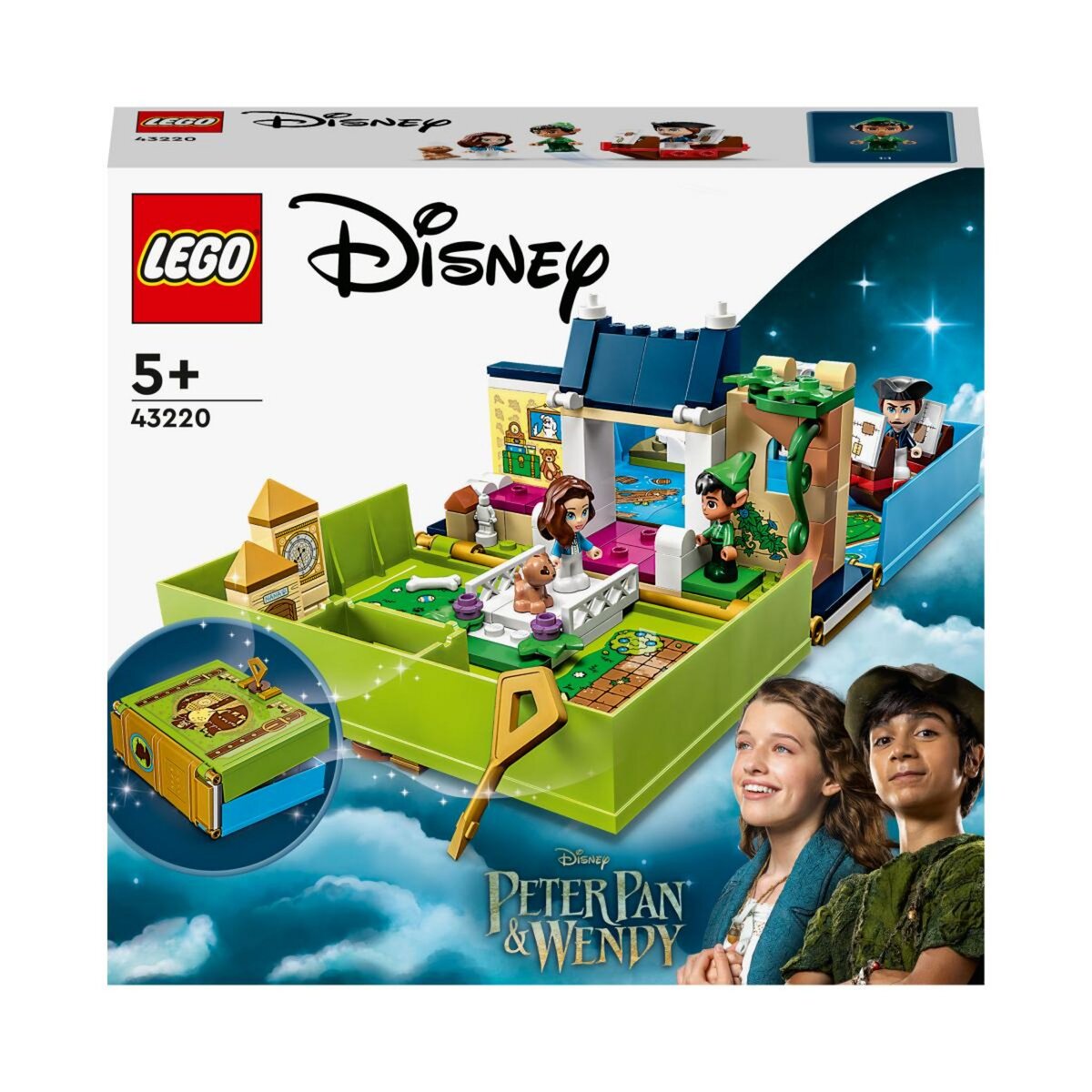 LEGO Disney Classic 43220 Les Aventures de Peter Pan et Wendy dans un Livre de Contes, Jouet de Voyage pour Enfants 5 Ans, avec Micro-poupées et Bateau Pirate