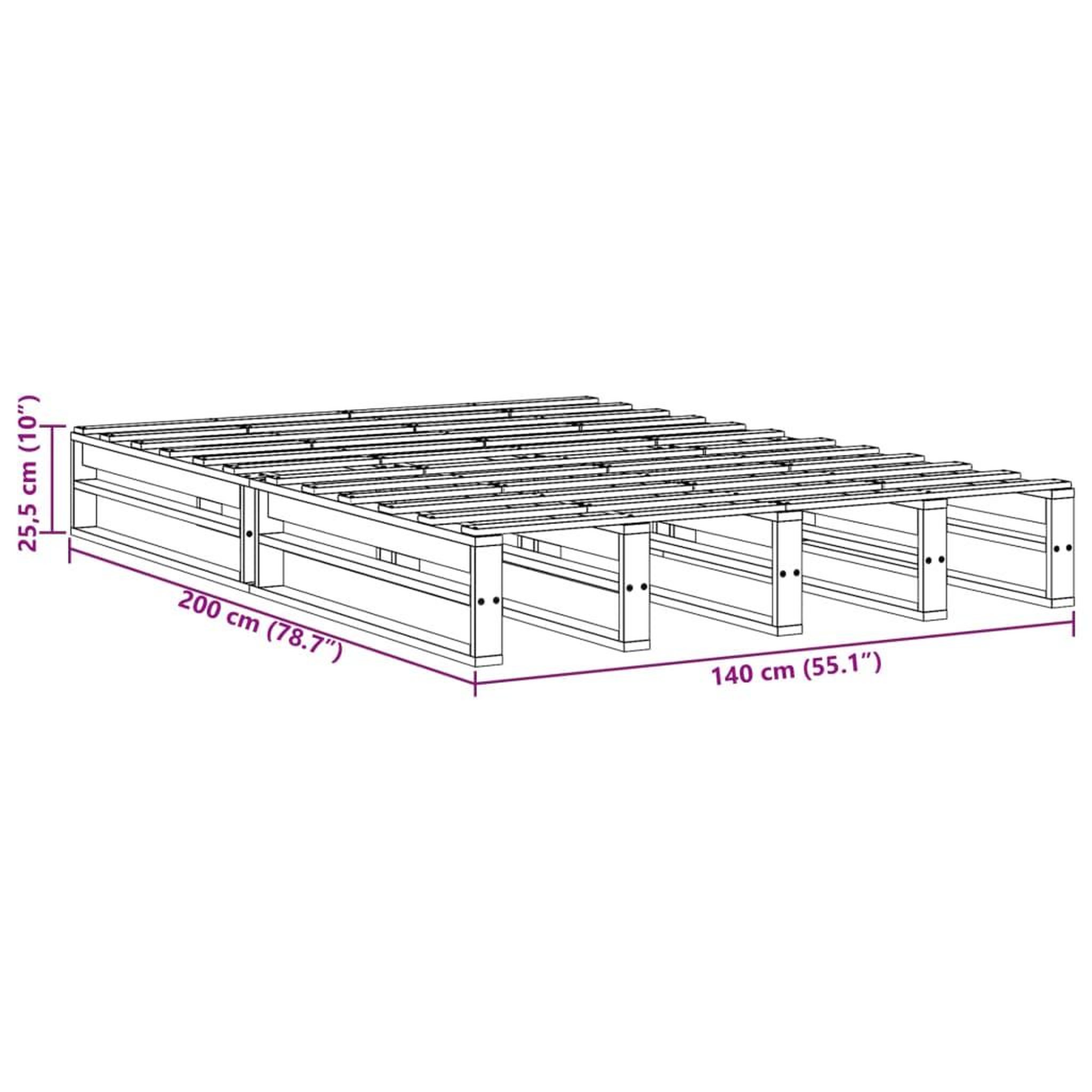 Voir la diapositive 6 : VIDAXL Cadre de lit sans matelas cire marron 140x200cm bois pin massif