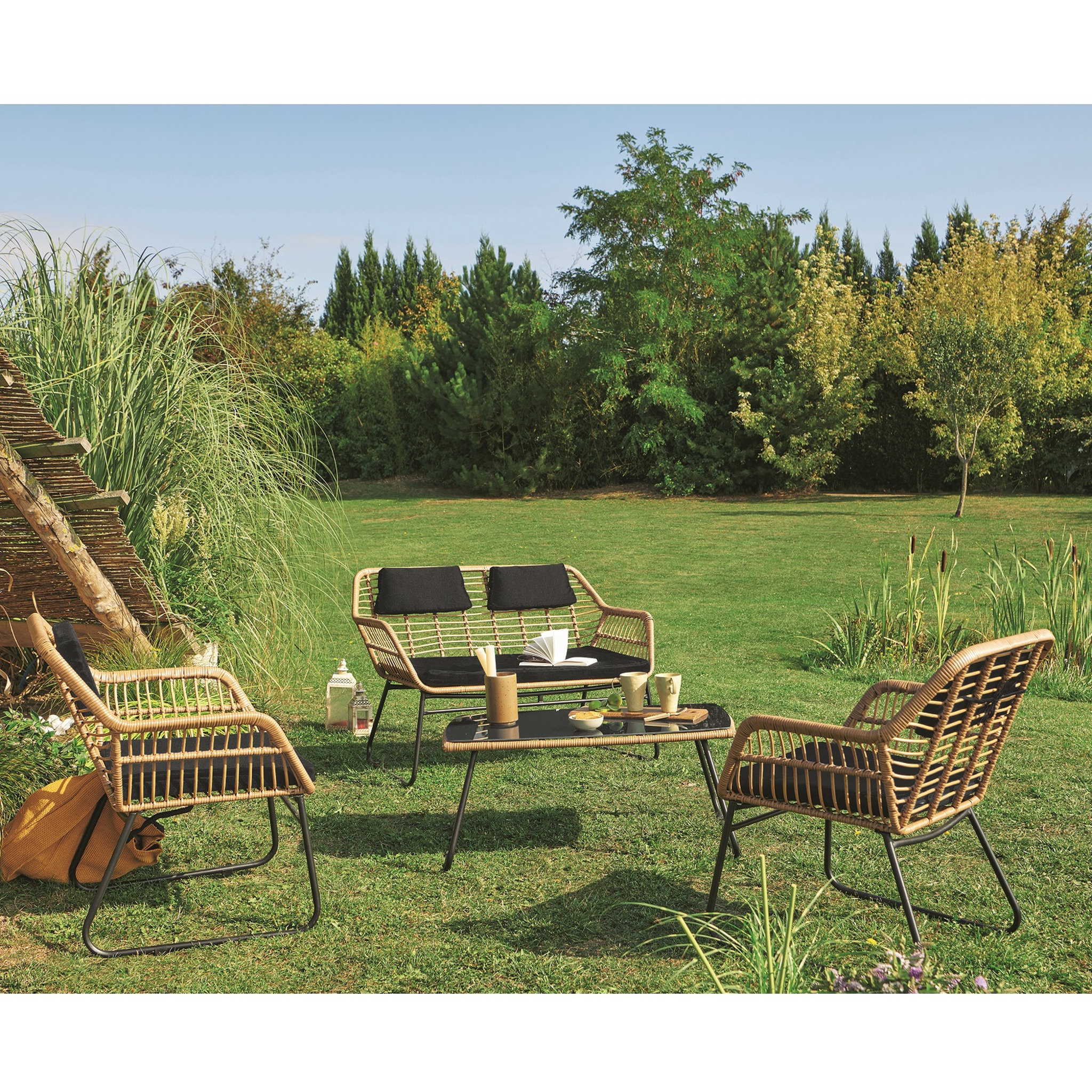 Voir la diapositive 1 : GARDENSTAR Salon bas de jardin 4 personnes JUNGLE
