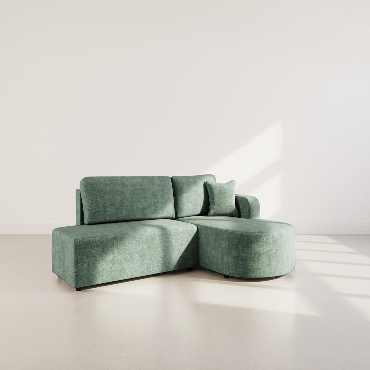 BEST MOBILIER Miro - canapé d'angle droit 4 places convertible avec coffre en velours texturé