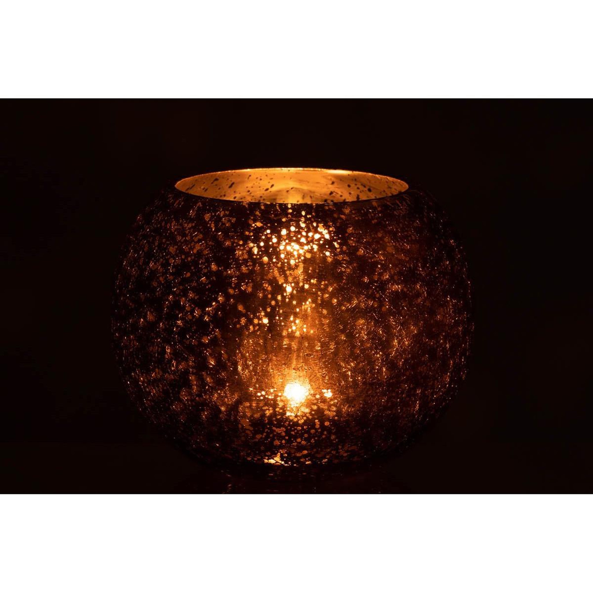 Voir la diapositive 3 : J-LINE Photophore Boule en Verre  Nacré  20cm Marron
