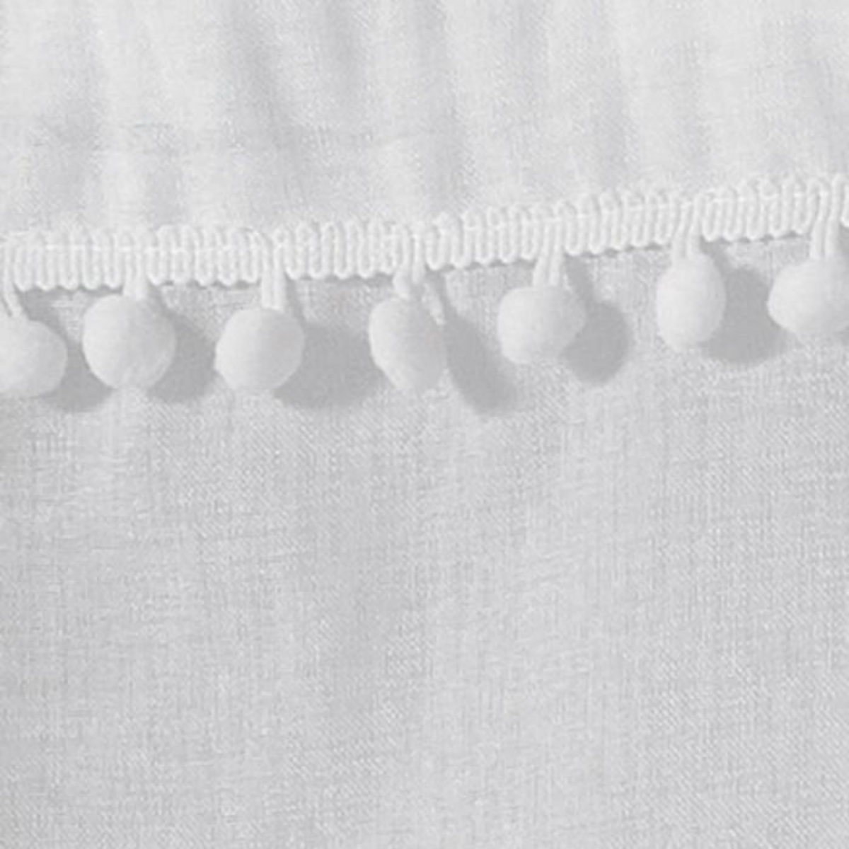 Paris Prix Paire de Voilages à Pompons  Poupette  60x160cm Blanc