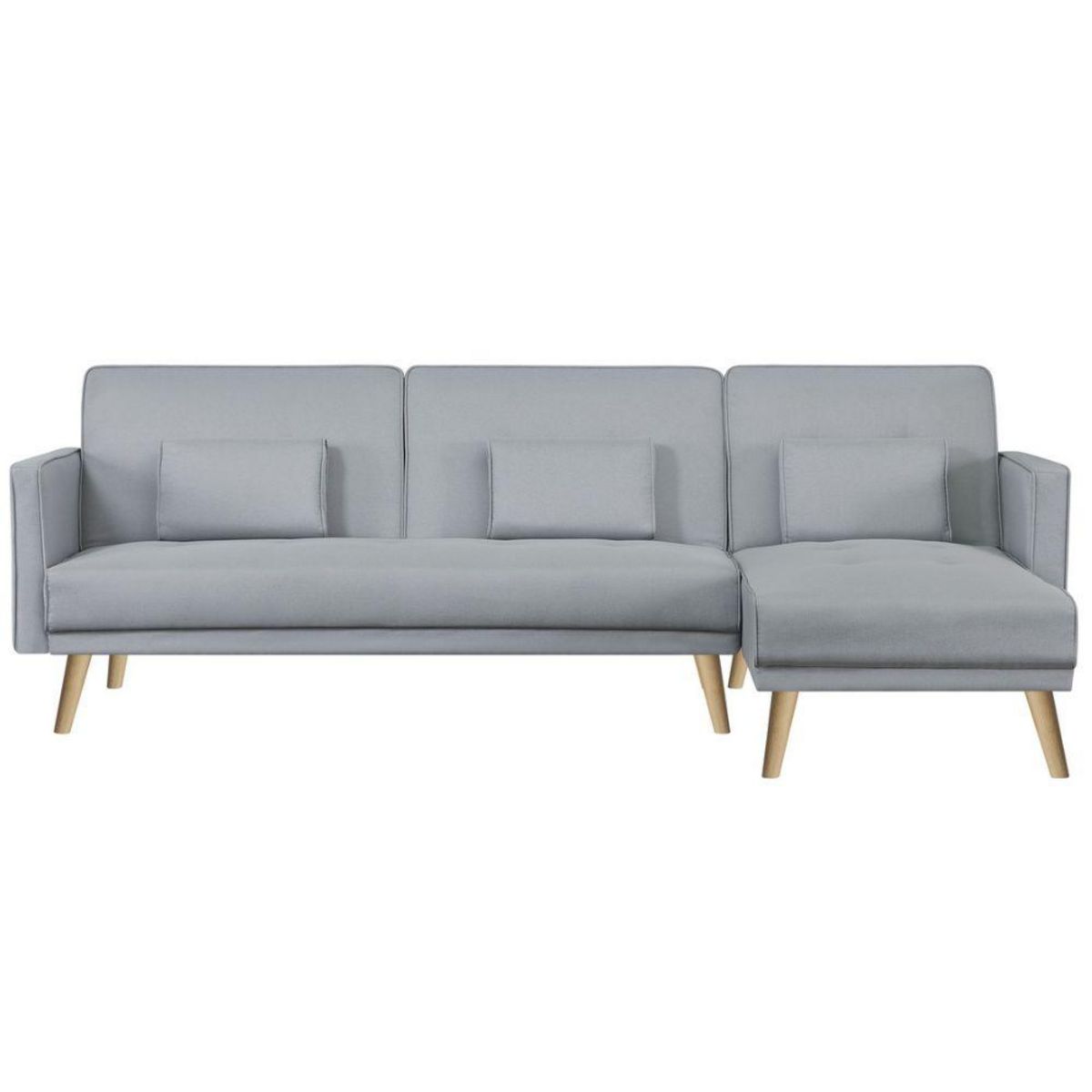 CONCEPT USINE Canapé d'angle réversible et convertible 4 places en tissu gris GRACE