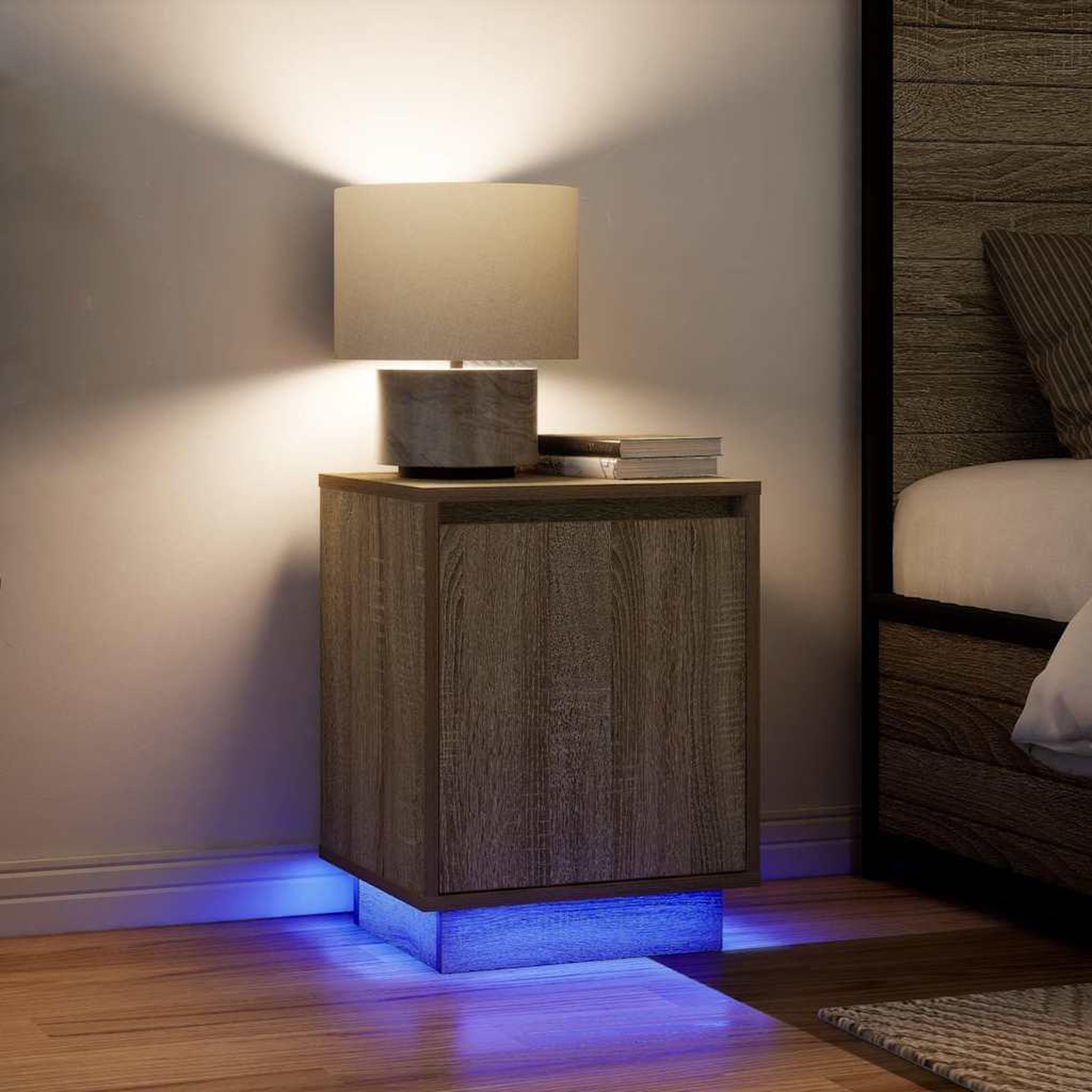 VIDAXL Tables de chevet avec lumieres LED 2pcs chene sonoma 38x34x50cm