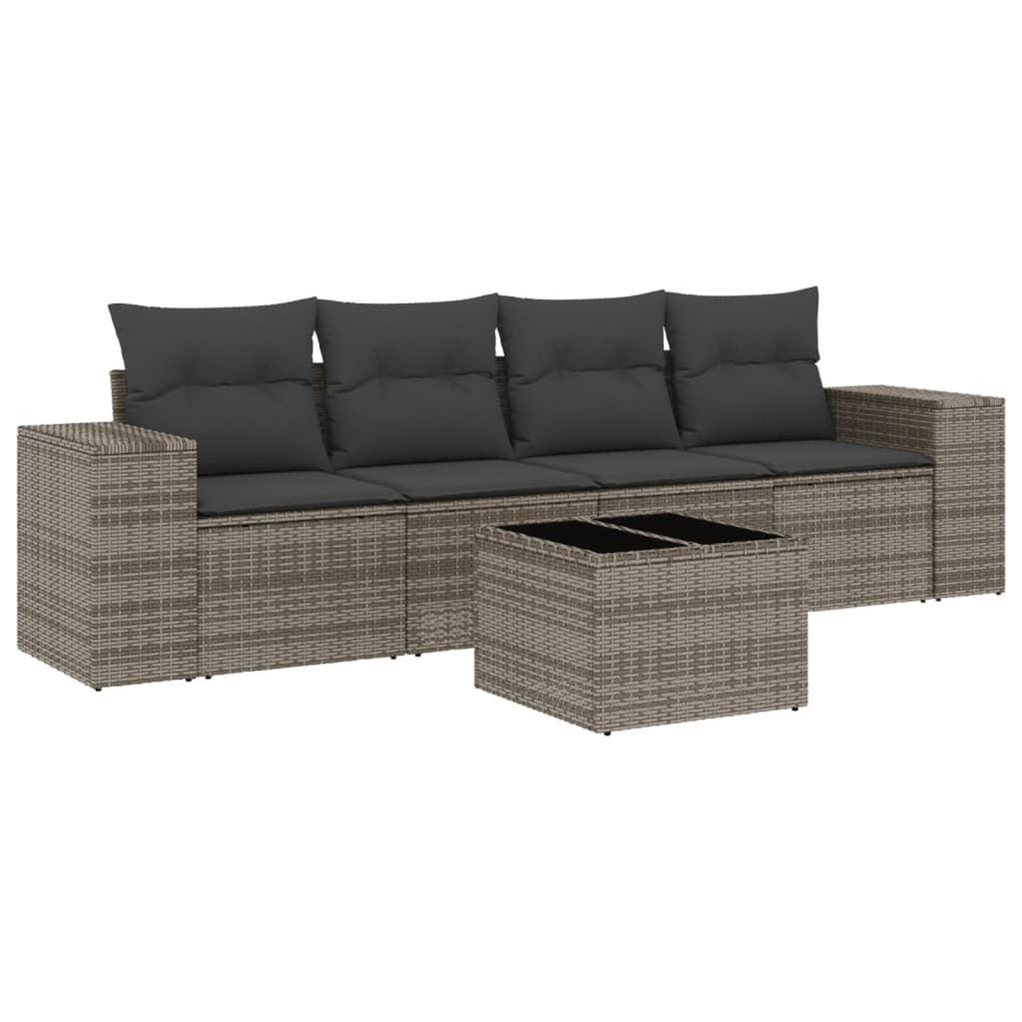 Voir la diapositive 2 : VIDAXL Salon de jardin 5 pcs avec coussins gris resine tressee