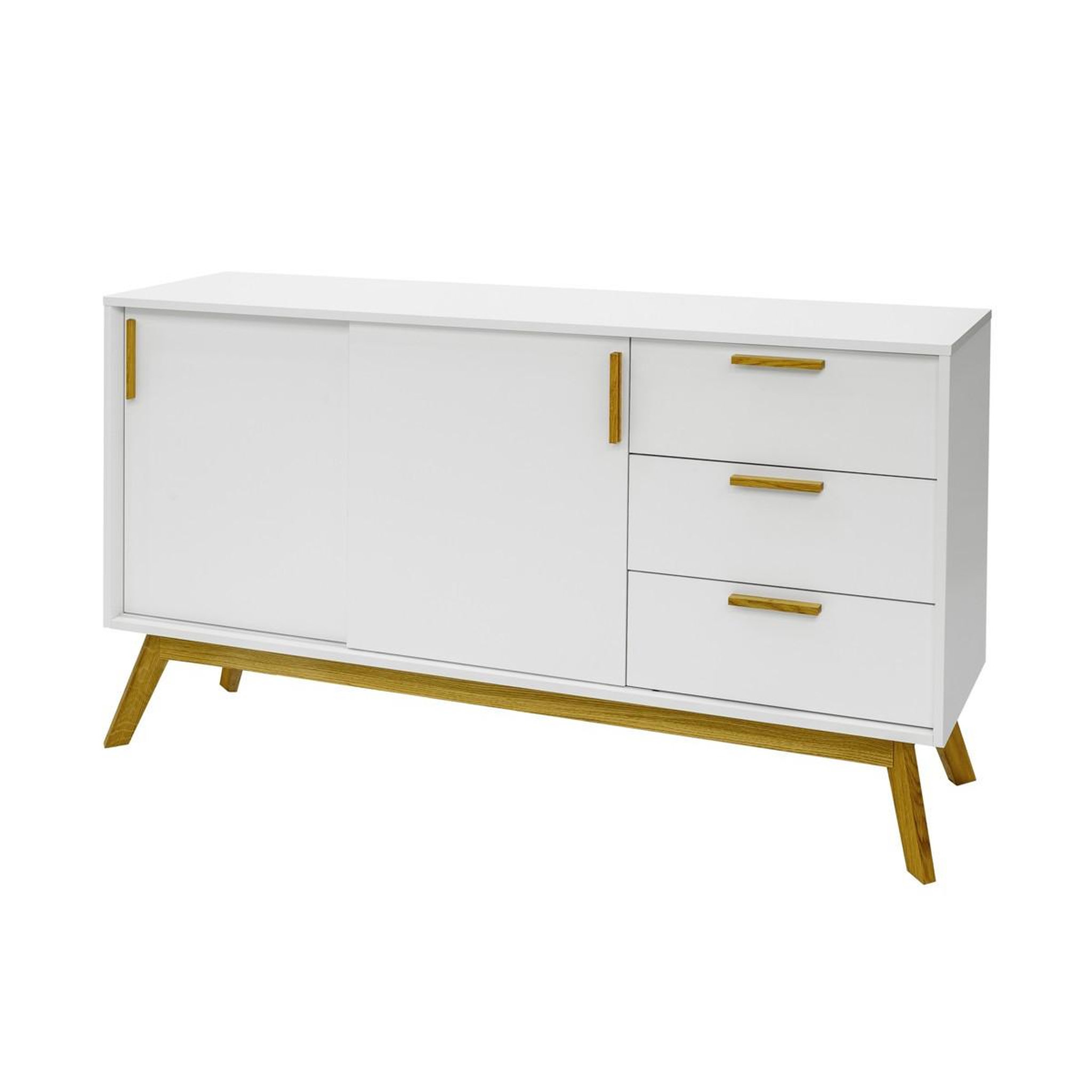 Voir la diapositive 3 : Paris Prix Buffet 3 tiroirs & 2 portes  kensal  149cm chêne & blanc