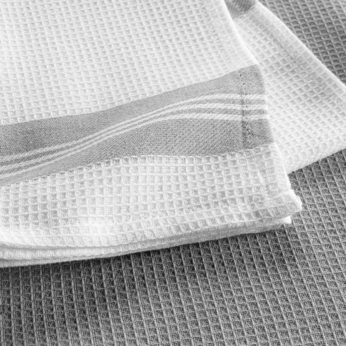 Paris Prix Lot de 2 Torchons en Coton  Déjeuner  50x70cm Gris