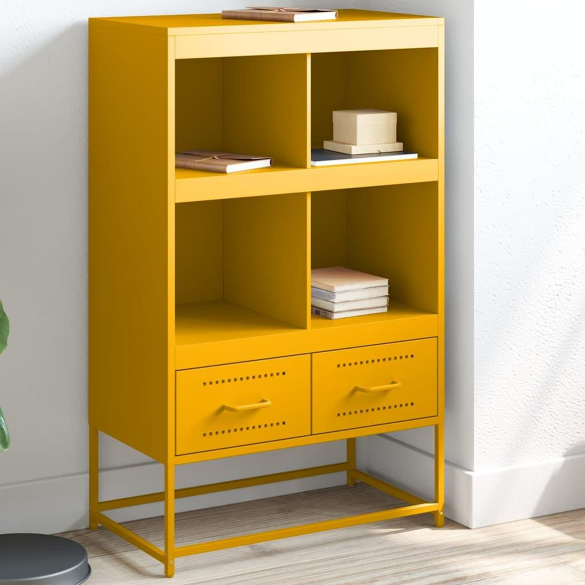 VIDAXL Buffet haut jaune moutarde 68x39x111,5 cm acier