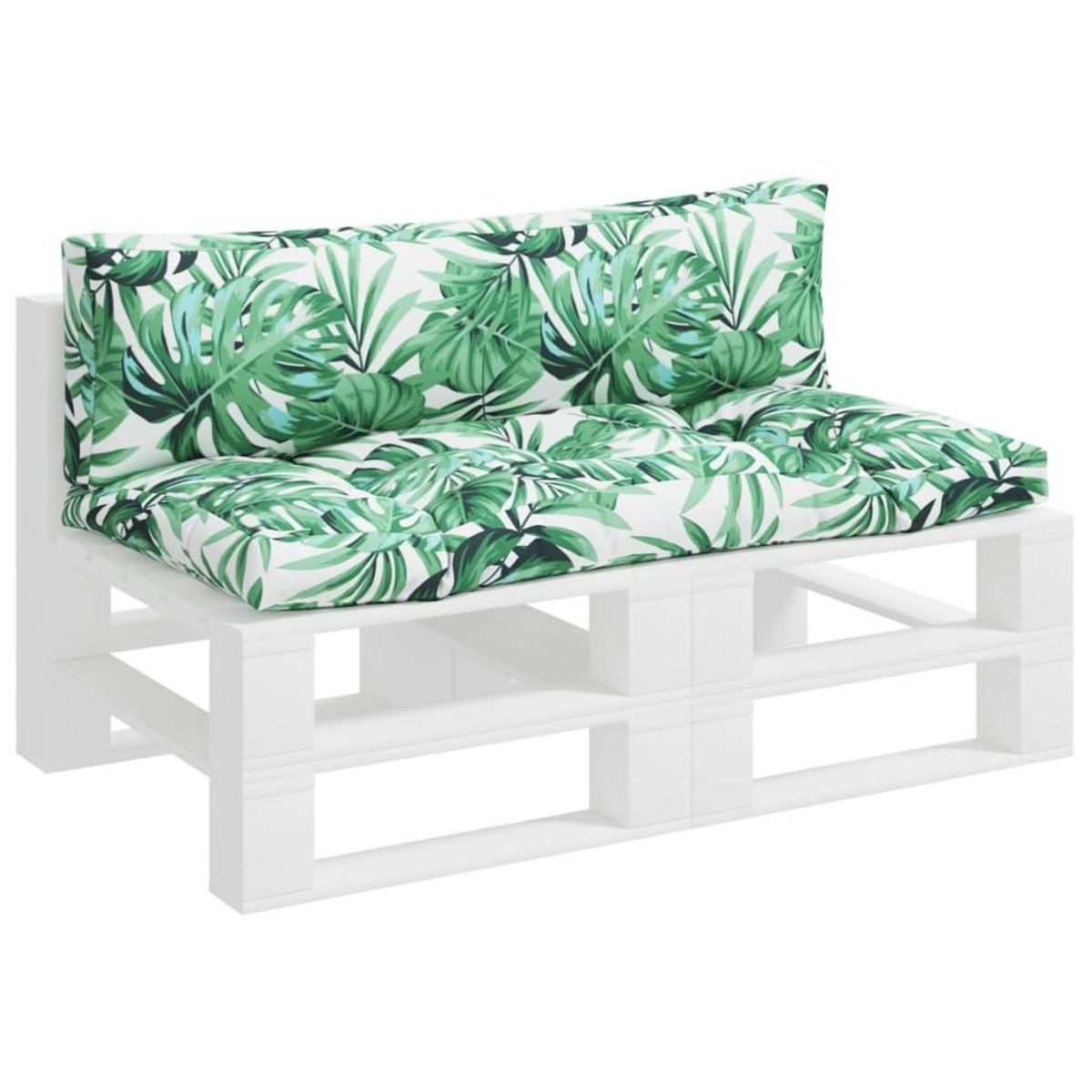 VIDAXL Coussins de palette lot de 2 motif de feuilles tissu