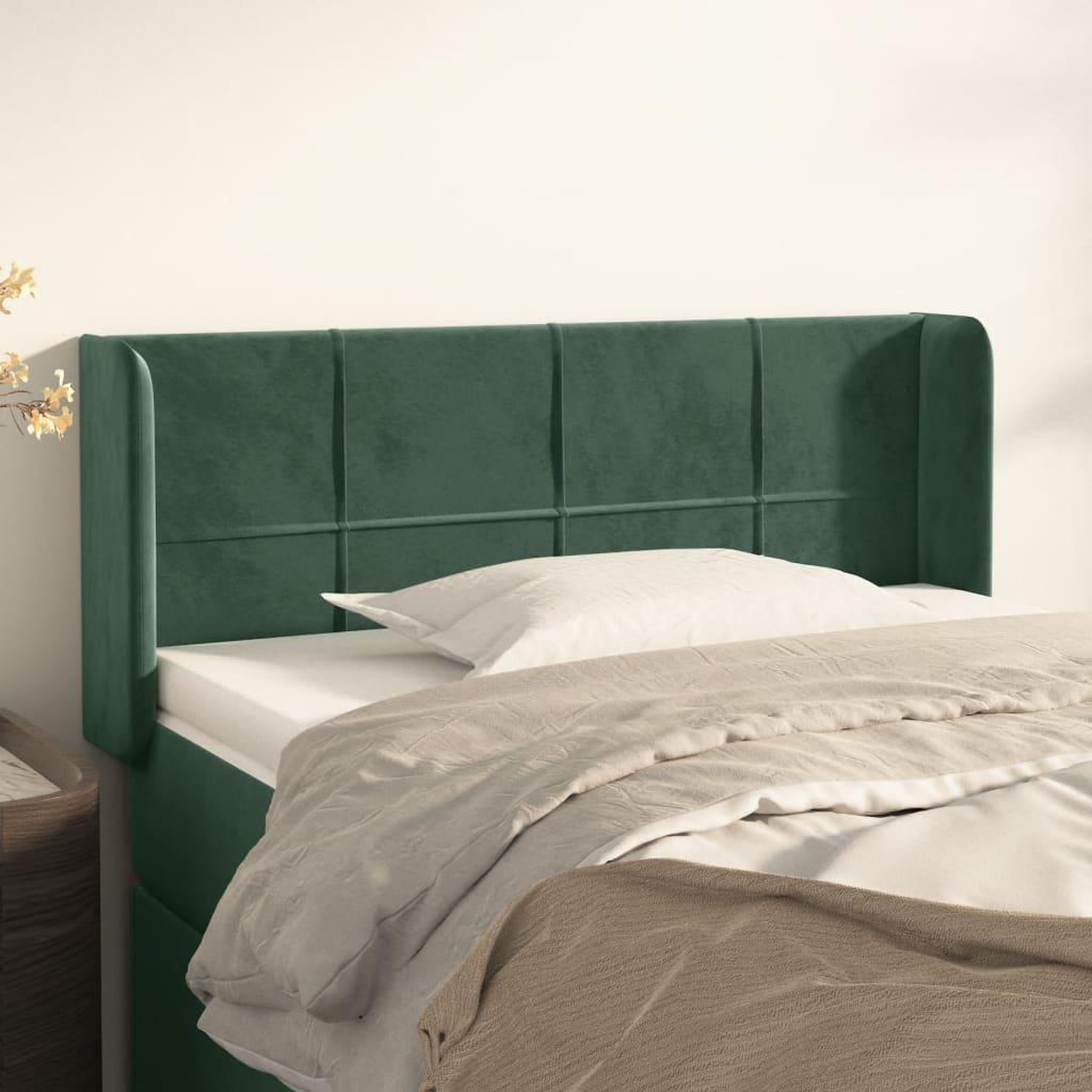 Voir la diapositive 1 : VIDAXL Tete de lit avec oreilles Vert fonce 93x16x78/88 cm Velours